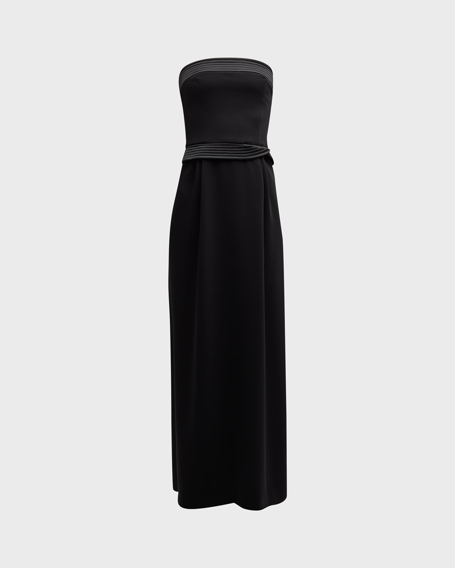 Strapless Pleated Column Gown 0
