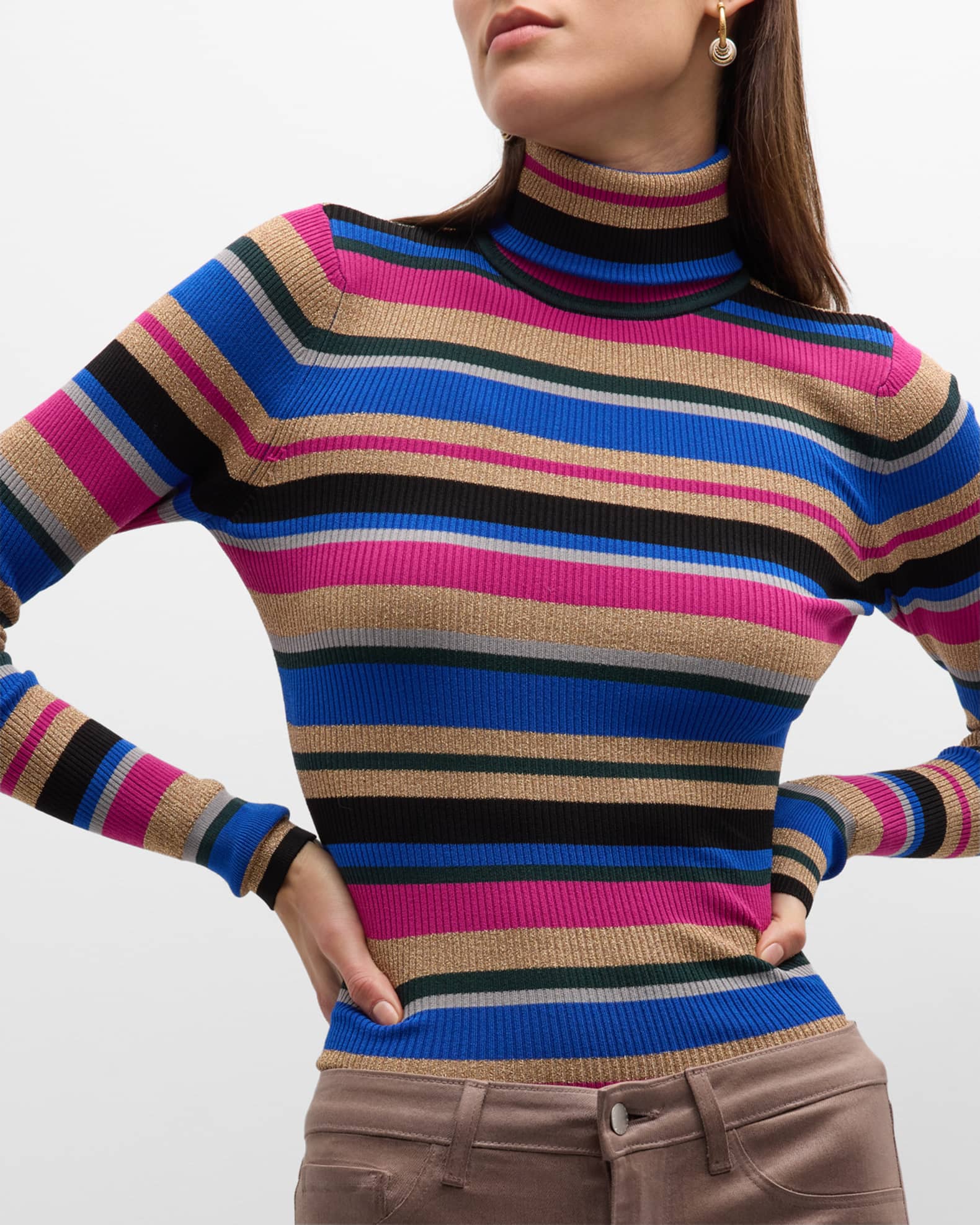 Athena Striped Turtleneck Top main image 0