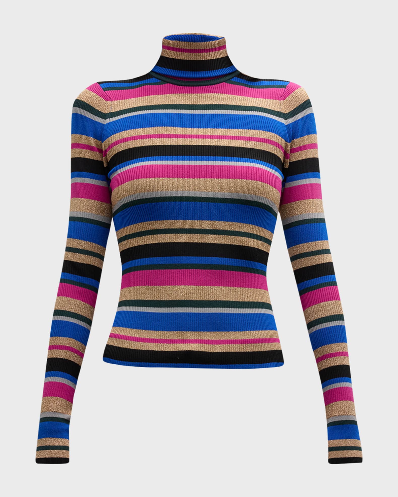 L'Agence Olene Stripe Turtleneck Top