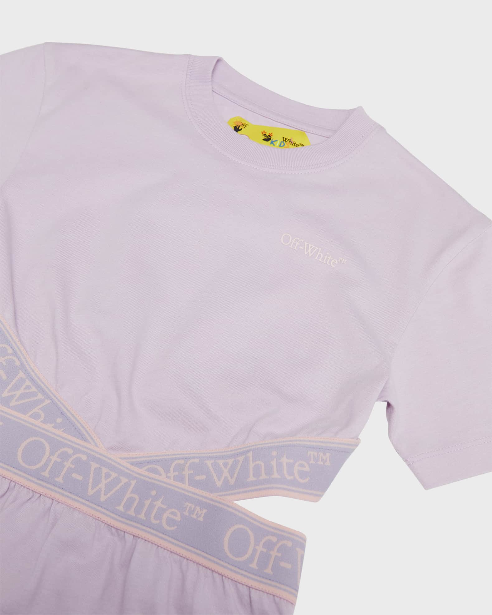 Off-White Kids embroidered-logo short-sleeve shirt dress - Brown