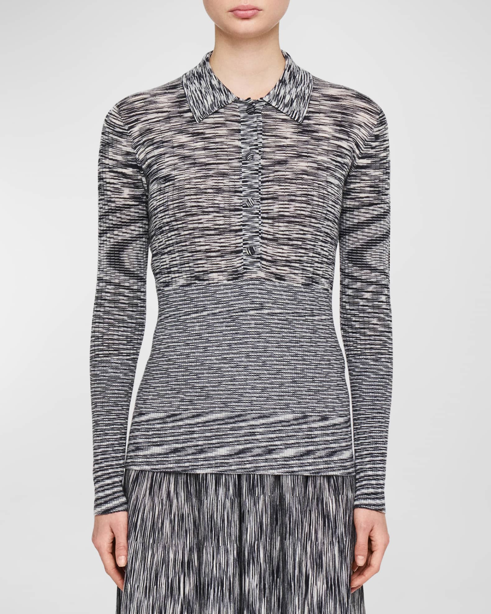 Joseph Abstract-Print Wool-Blend Polo | Neiman Marcus