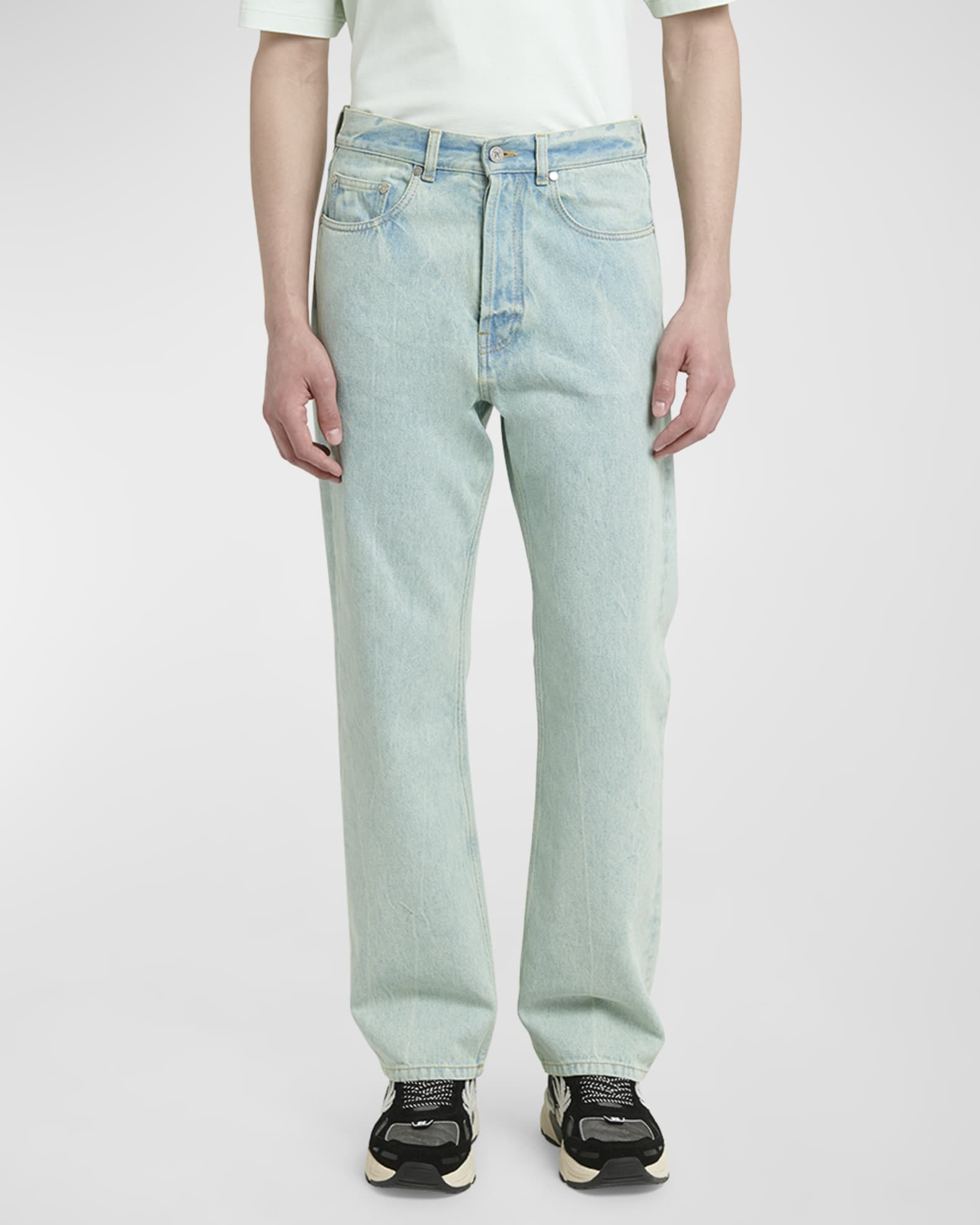 PALM ANGELS - Wash Logo Patch Denim Cotton Jeans