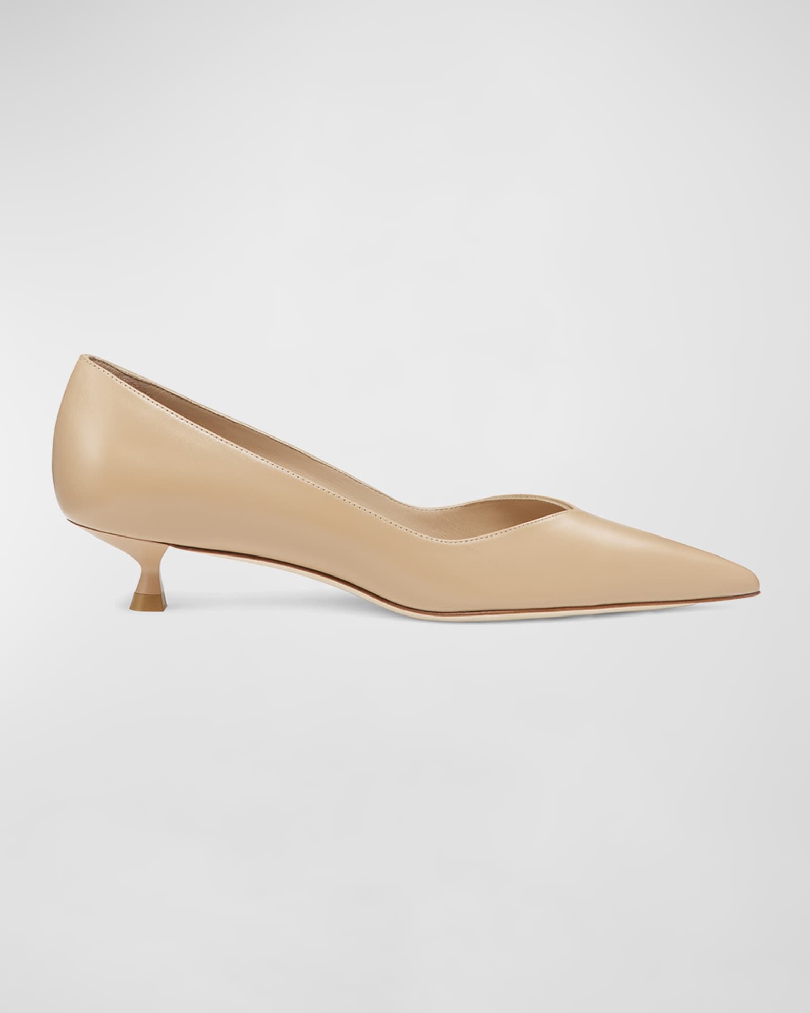 Stuart Weitzman Eva Leather Kitten-Heel Pumps | Neiman Marcus