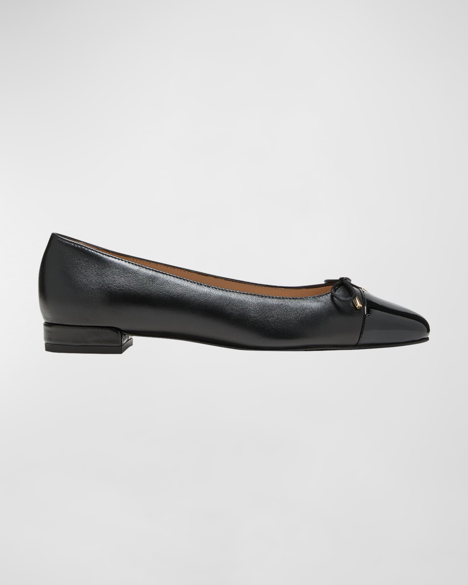 Sleek Mixed Leather Ballerina Flats