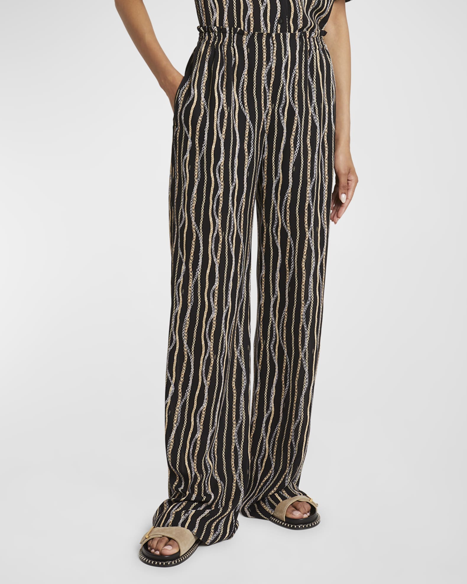Chain print wide leg trousers online