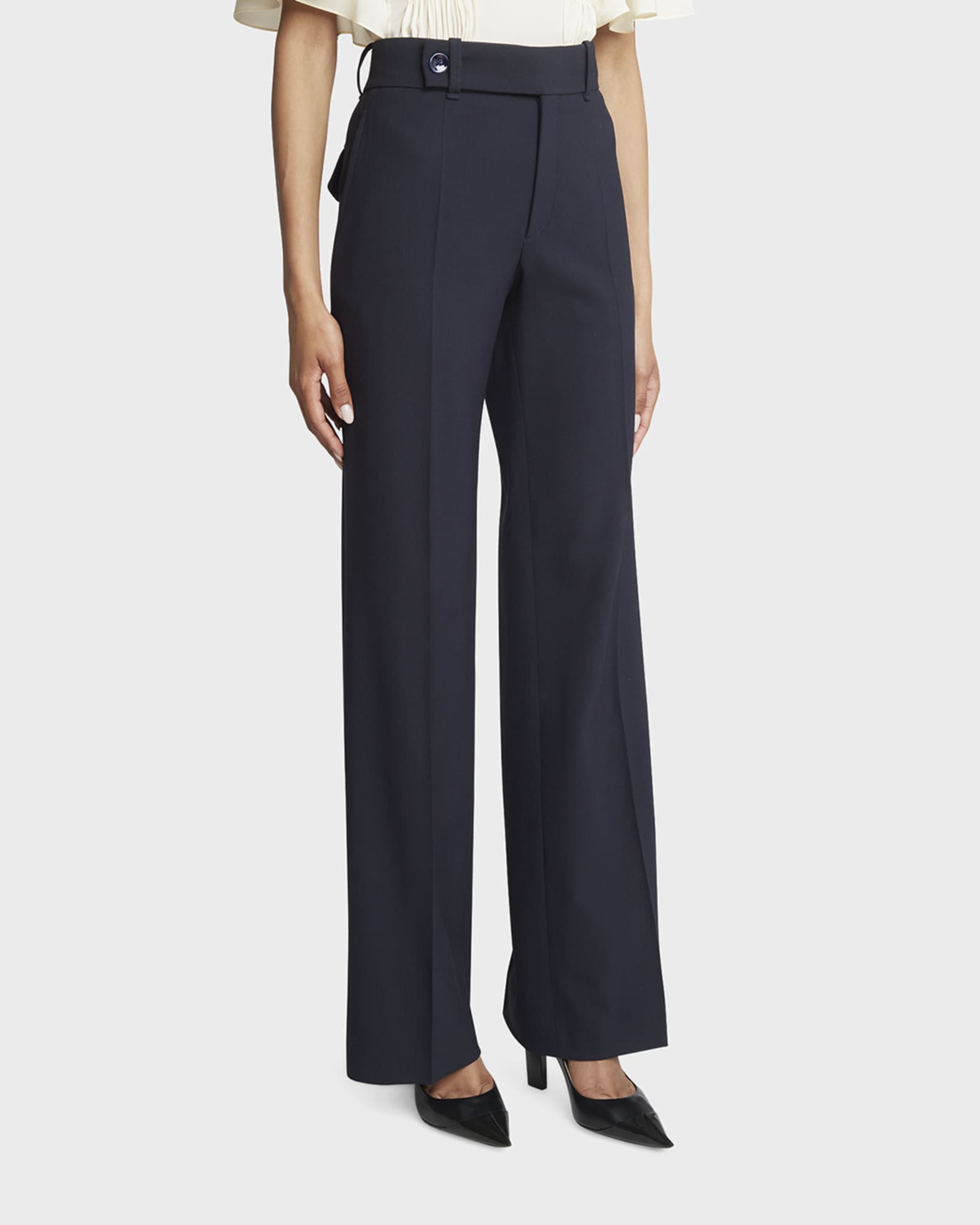 Stretch Wool Wide Pants