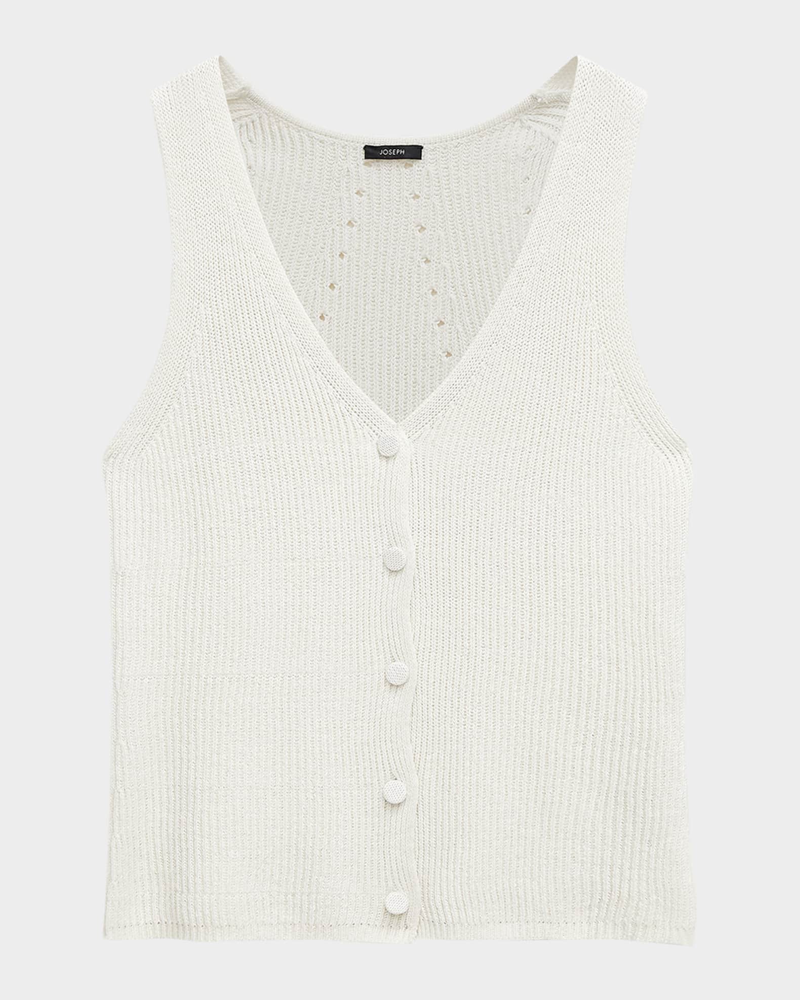 Joseph Sleeveless Ribbed Button-Down Vest