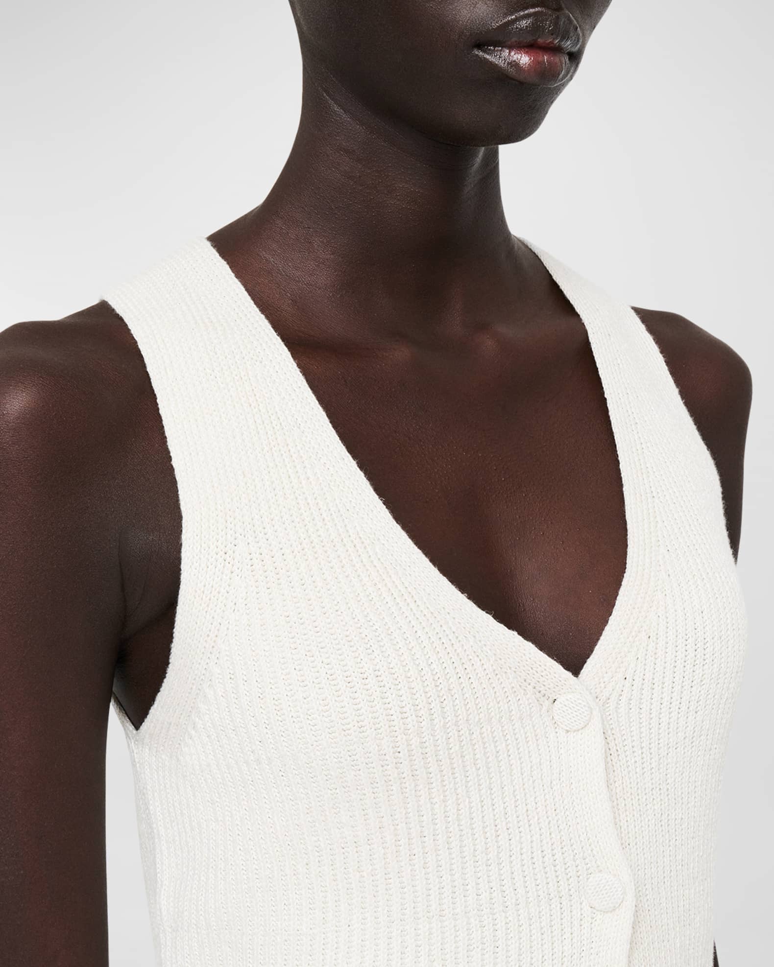 Joseph Sleeveless Ribbed Button-Down Vest | Neiman Marcus