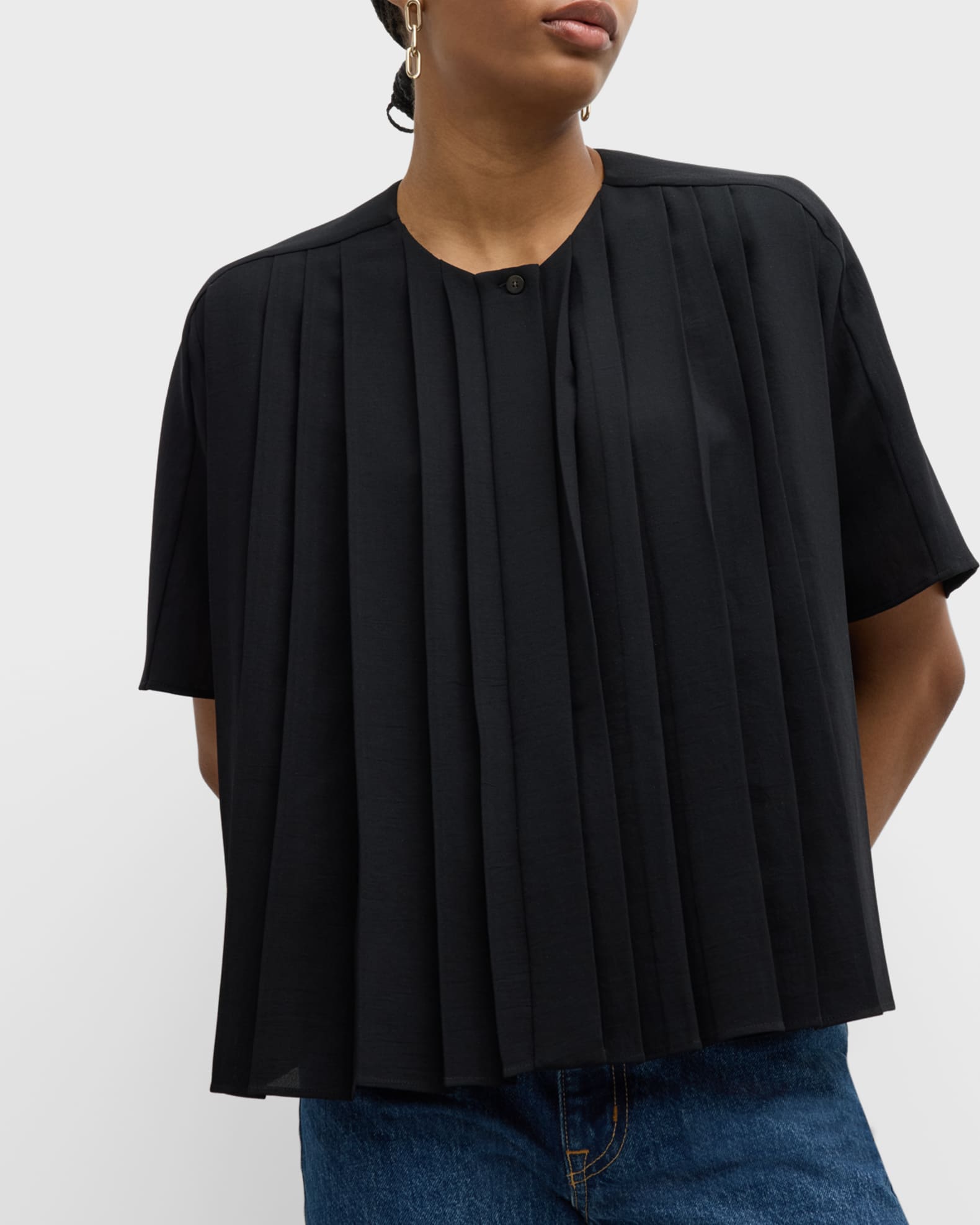 Elbow Sleeve Button Down Tee main image 1