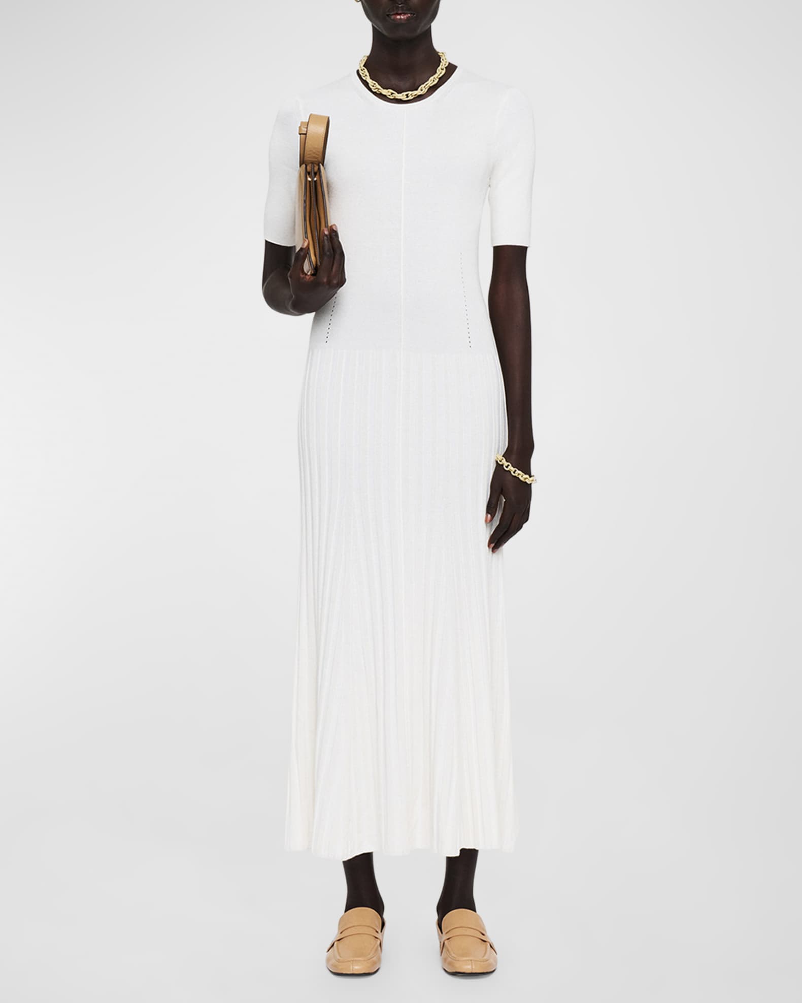 Ribbed A Line Midi Sweater Dress