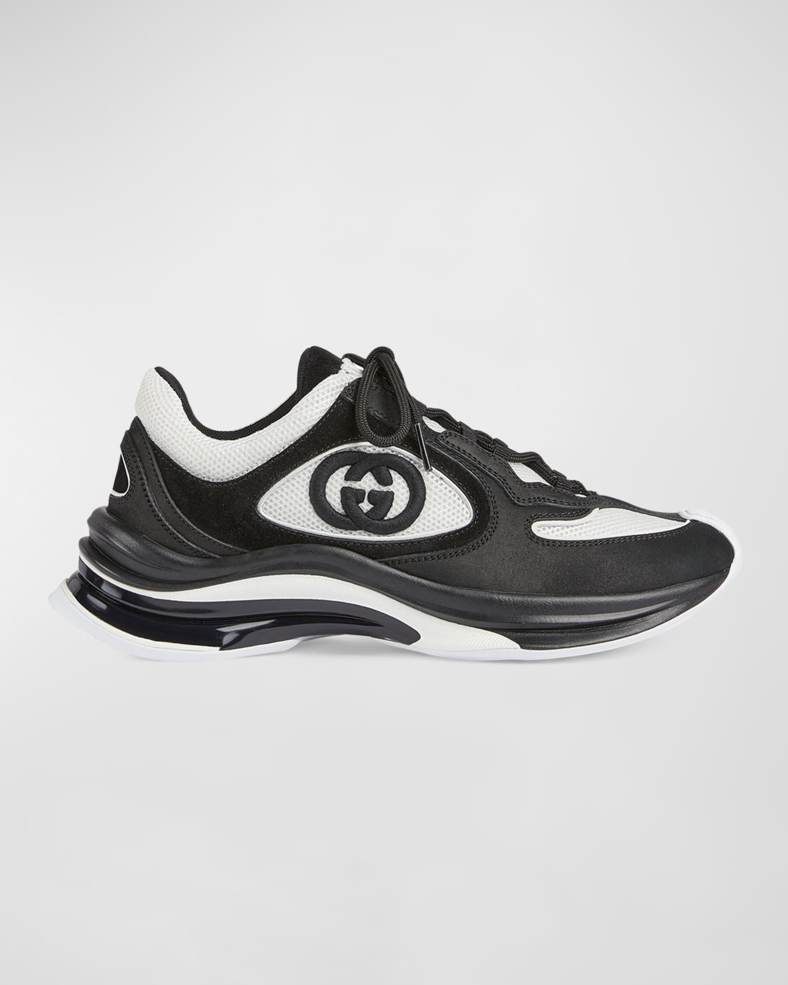 GG Bicolor Suede Mesh Runner Sneakers