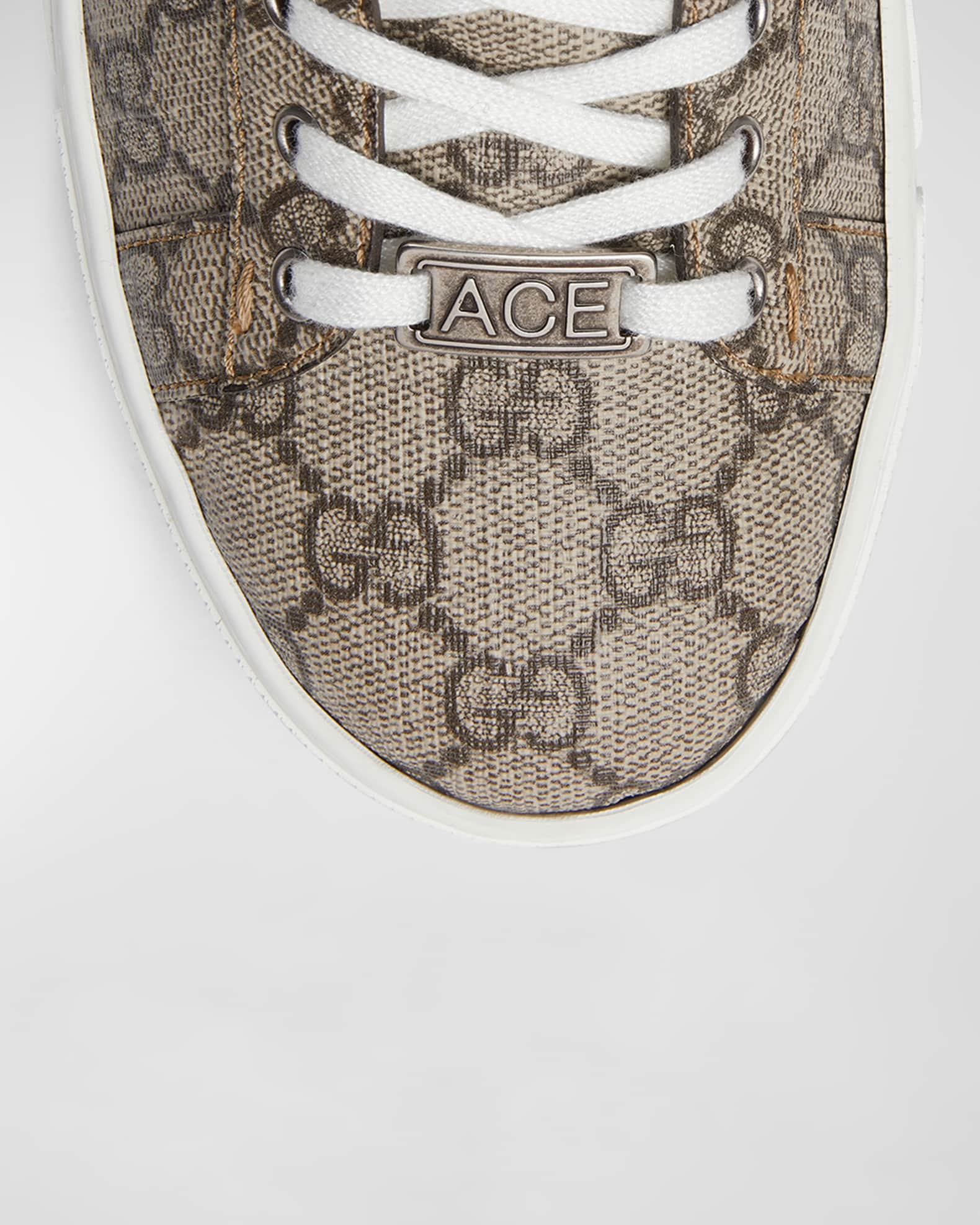 Gucci Ace Monogram Canvas Low-Top Sneakers