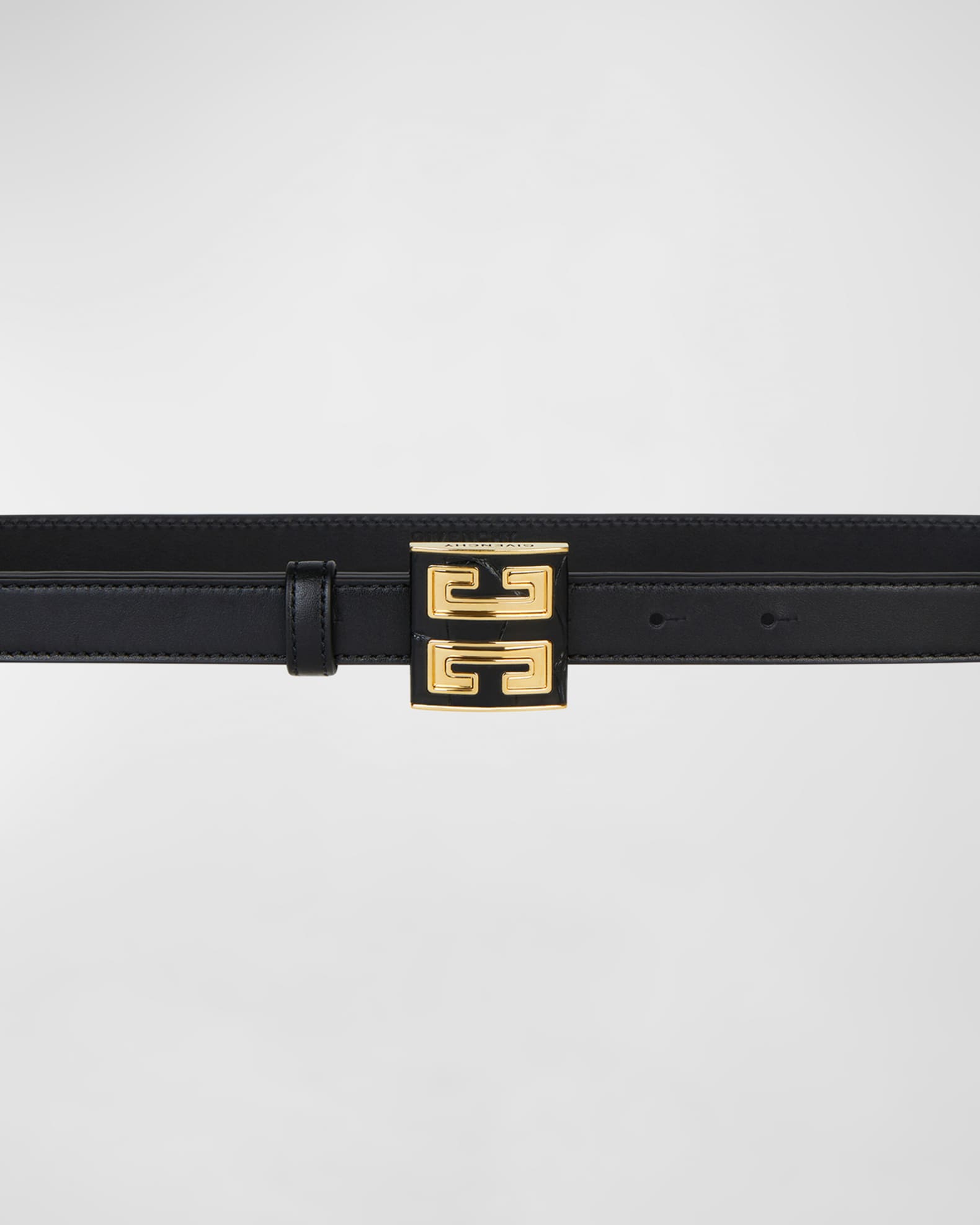 Givenchy 4G Leather & Brass Skinny Belt | Neiman Marcus