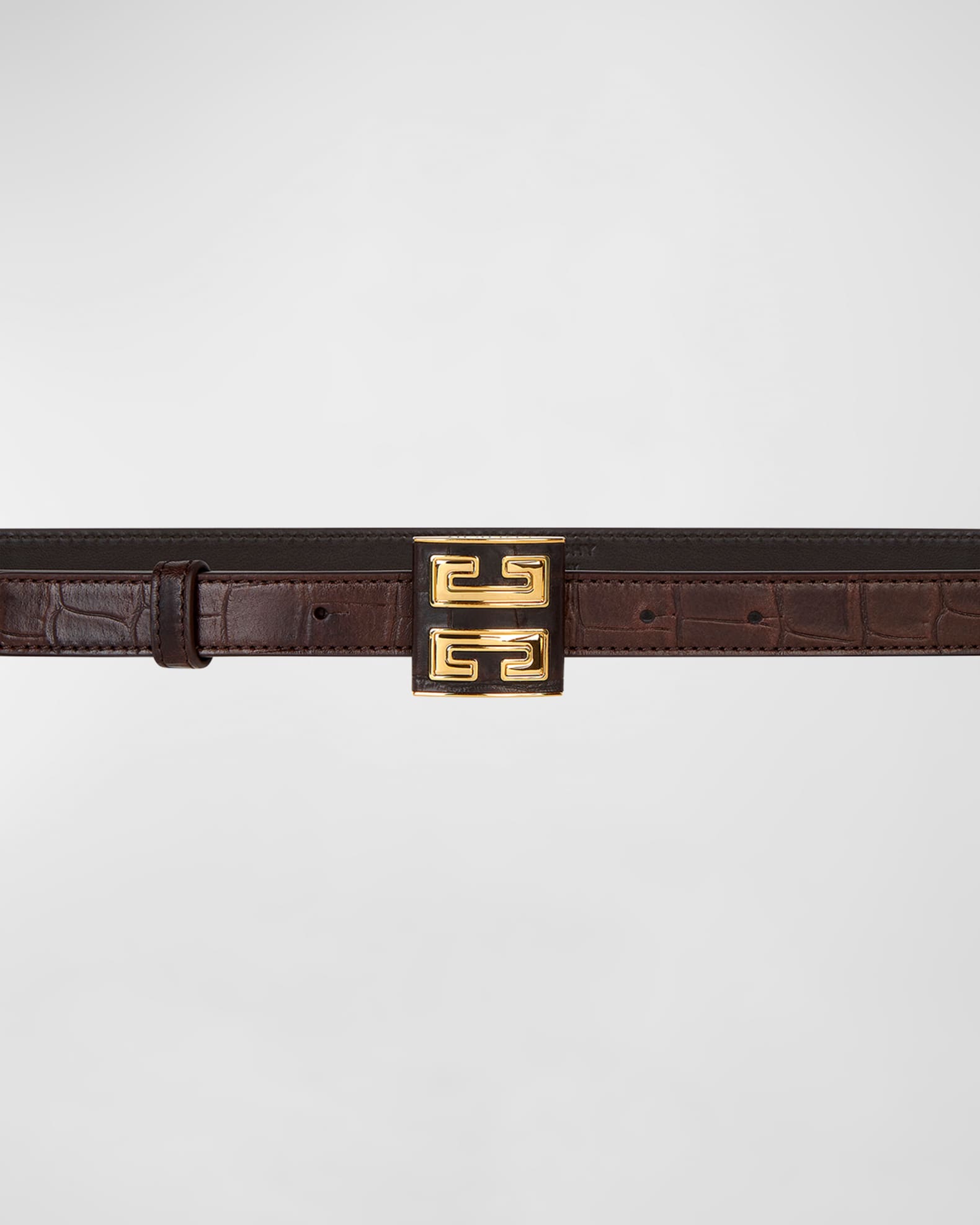 Embossed Leather & Brass Buckle Belt