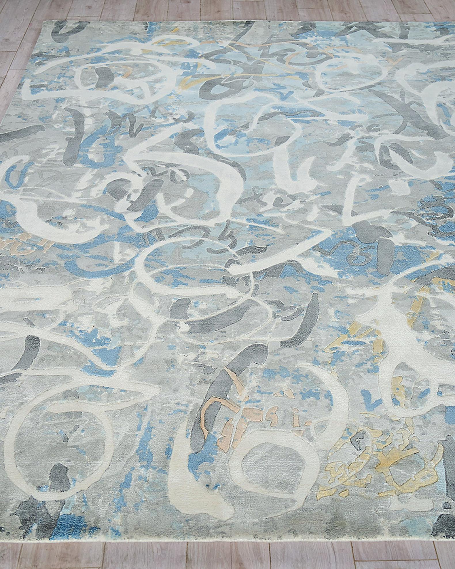 Gianni Hand-Loomed Silver & Blue Rug Collection | Neiman Marcus