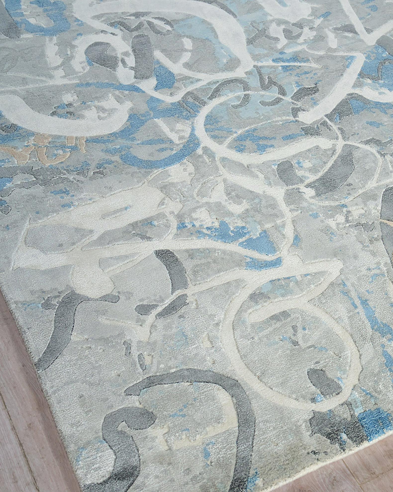 Gianni Hand-Loomed Silver & Blue Rug Collection | Neiman Marcus