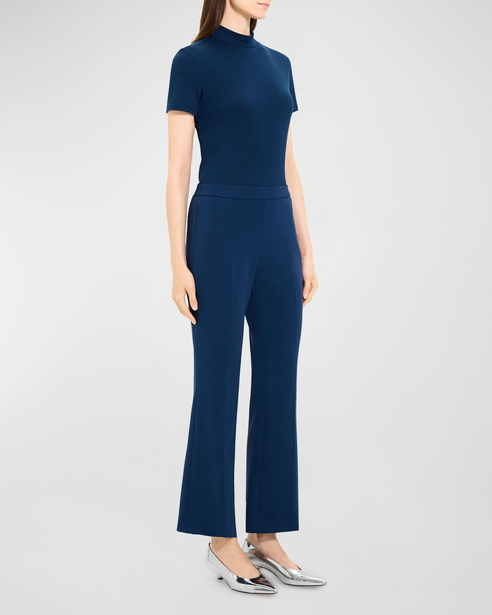 Theory Demitria Mid-Rise Bootcut Pants | Neiman Marcus