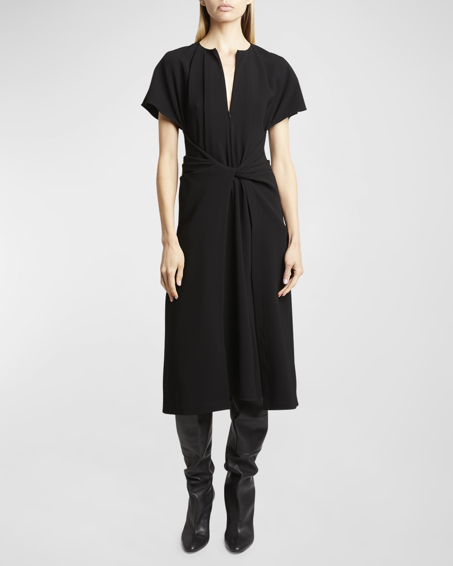 Proenza Schouler V-neck cap-sleeves midi dress - Black