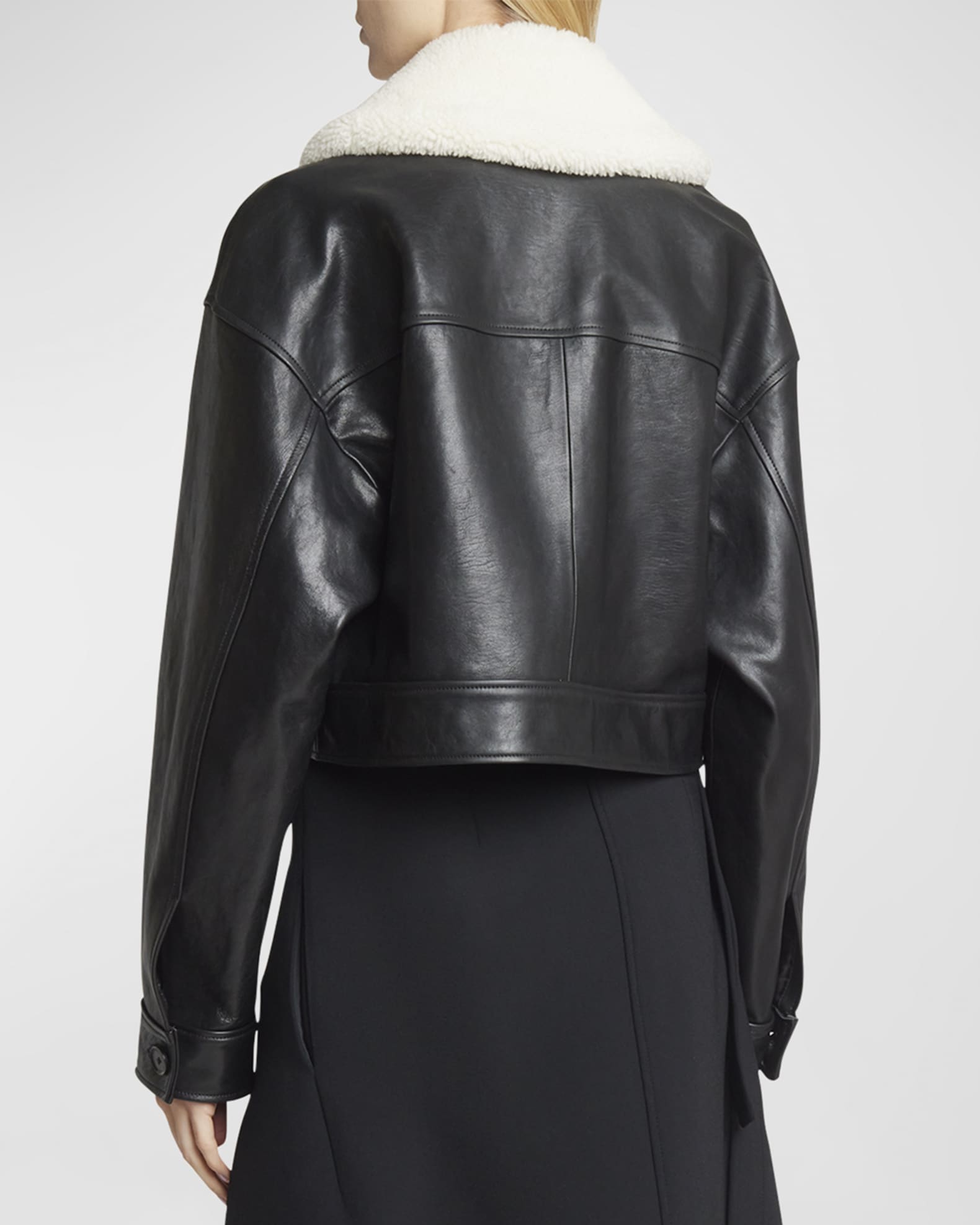 Proenza Schouler Judd Leather Jacket with Shearling Collar | Neiman Marcus