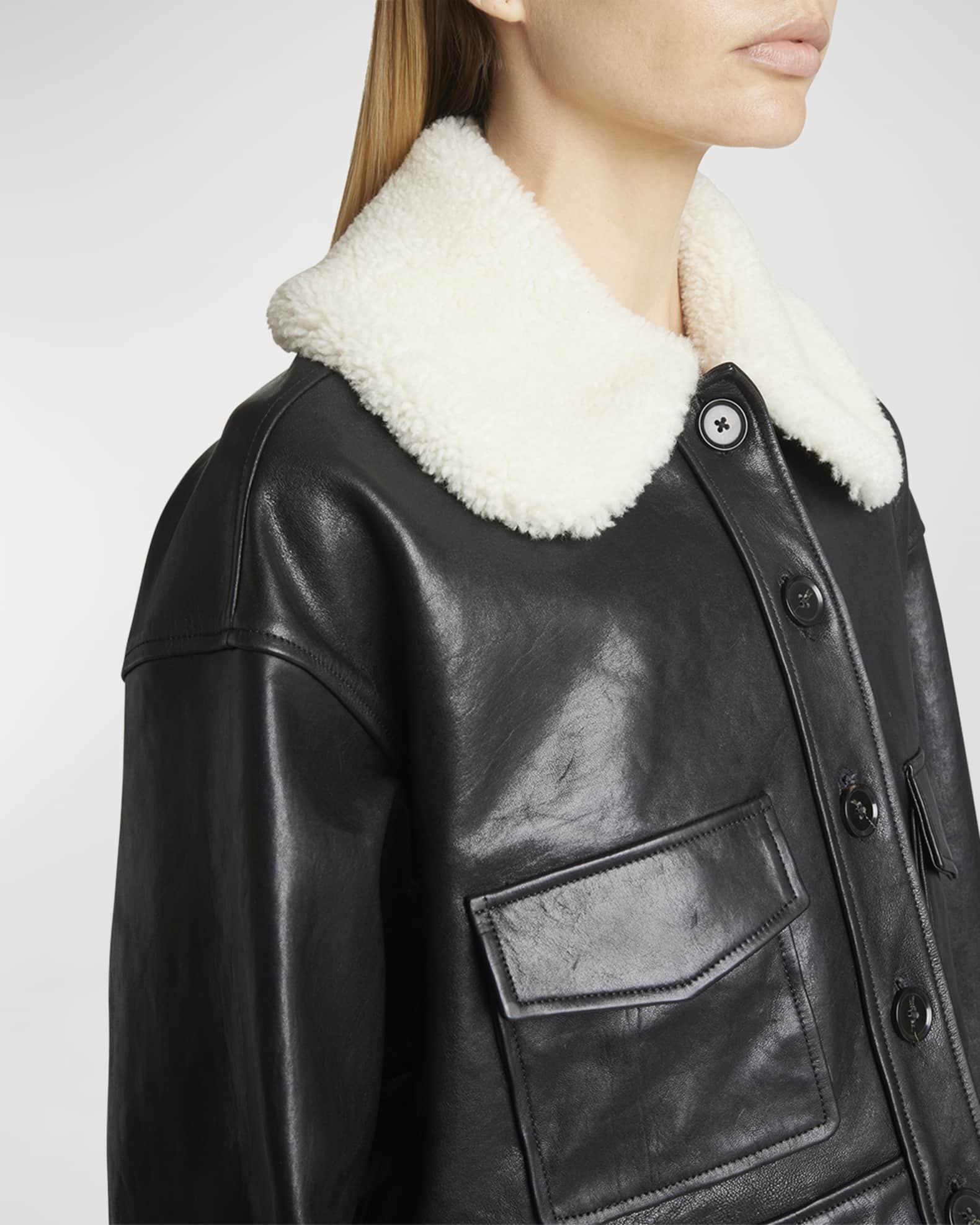 Proenza Schouler Judd Leather Jacket with Shearling Collar | Neiman Marcus