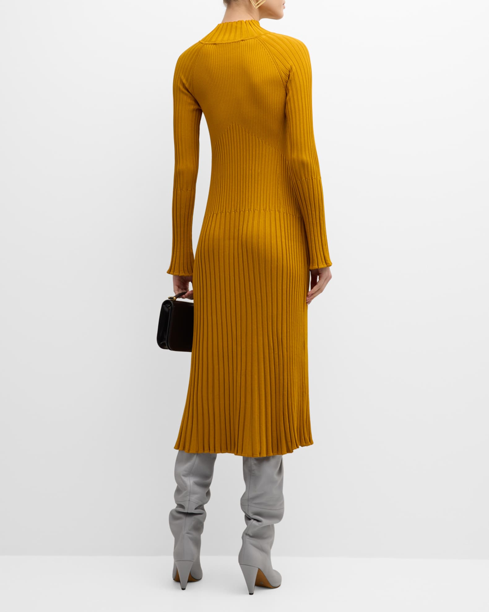Proenza Schouler Carmen Mock-Neck Long-Sleeve Rib Midi Dress | Neiman ...