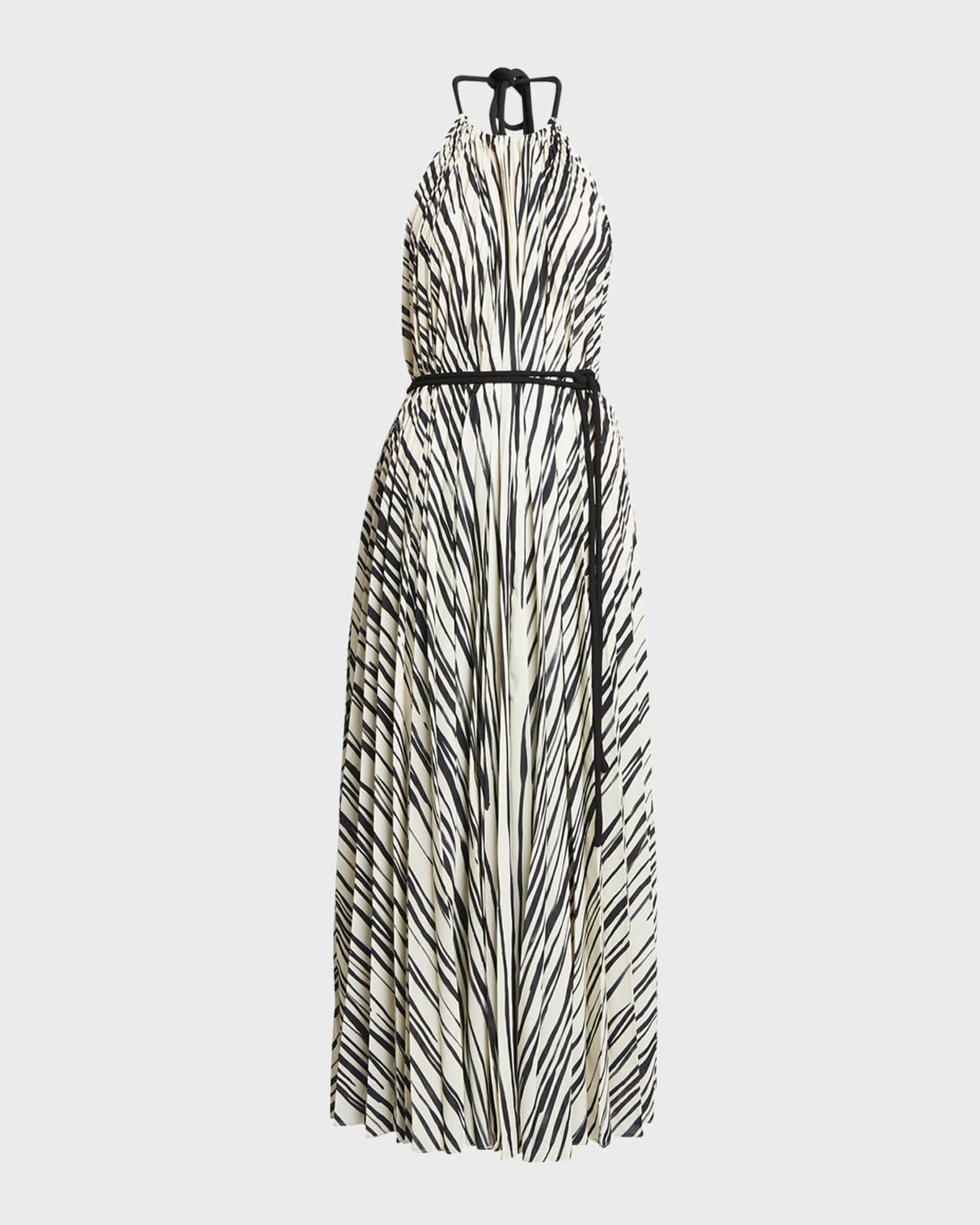Proenza Schouler Frida Striped Belted Halter Maxi Dress