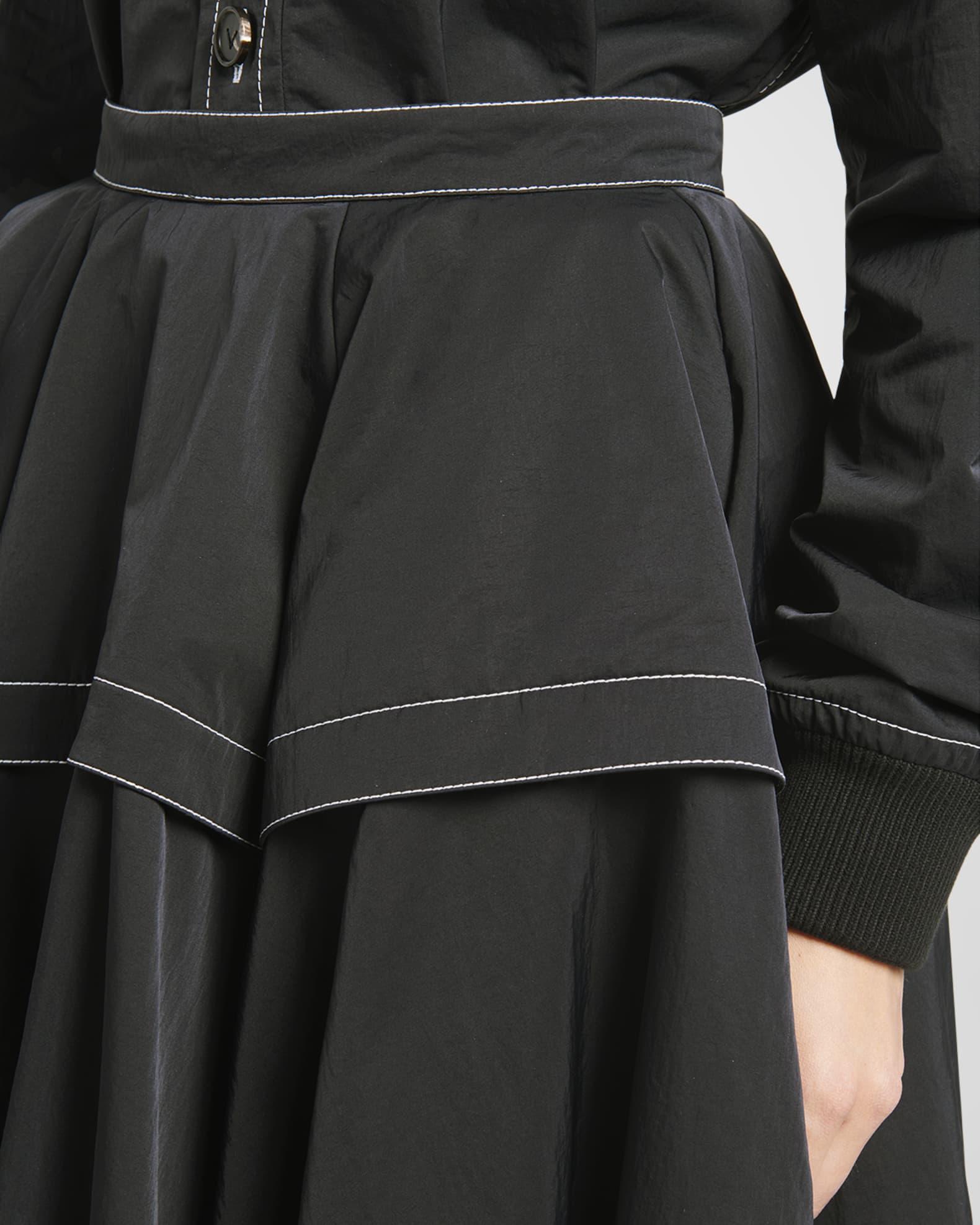 Bottega Veneta Tech Nylon Midi Circle Skirt | Neiman Marcus