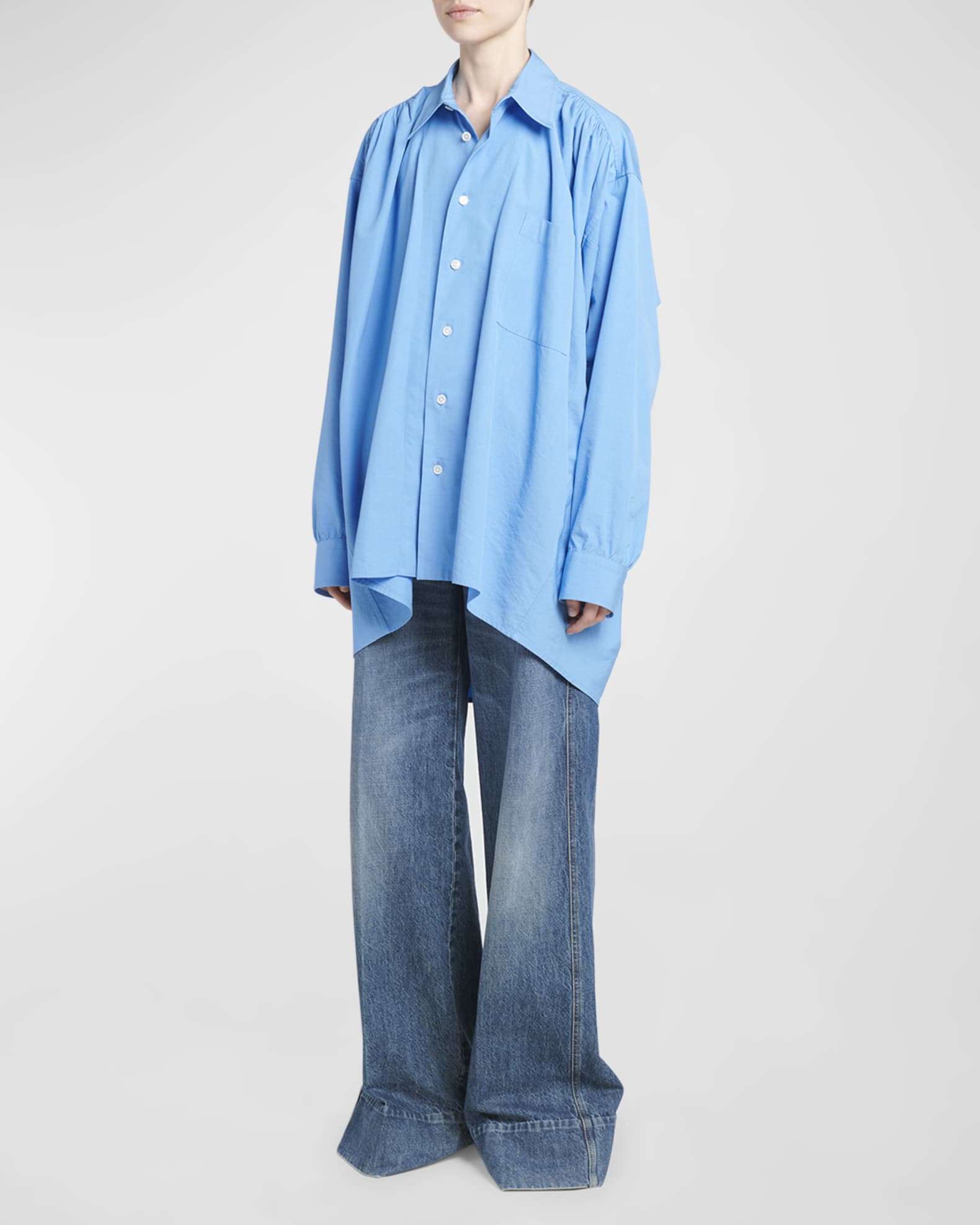 Bottega Veneta Compact Cotton Button-Front Shirt | Neiman Marcus
