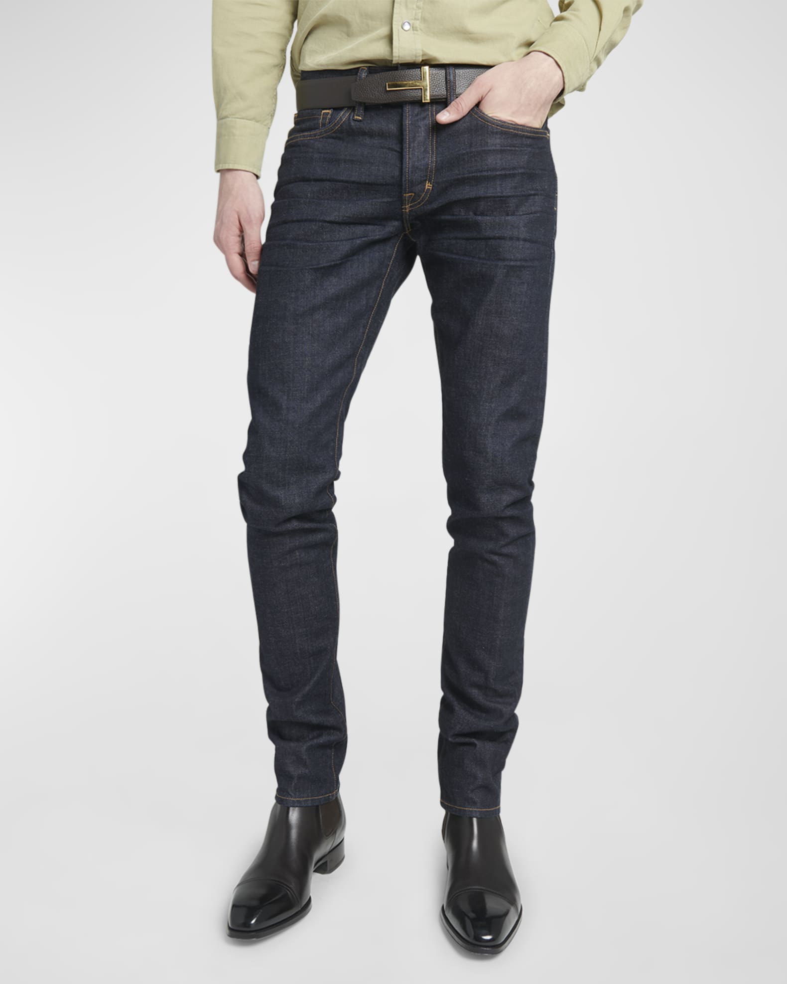 TOM FORD Men's Dark Wash Stretch Slim Fit Jeans | Neiman Marcus