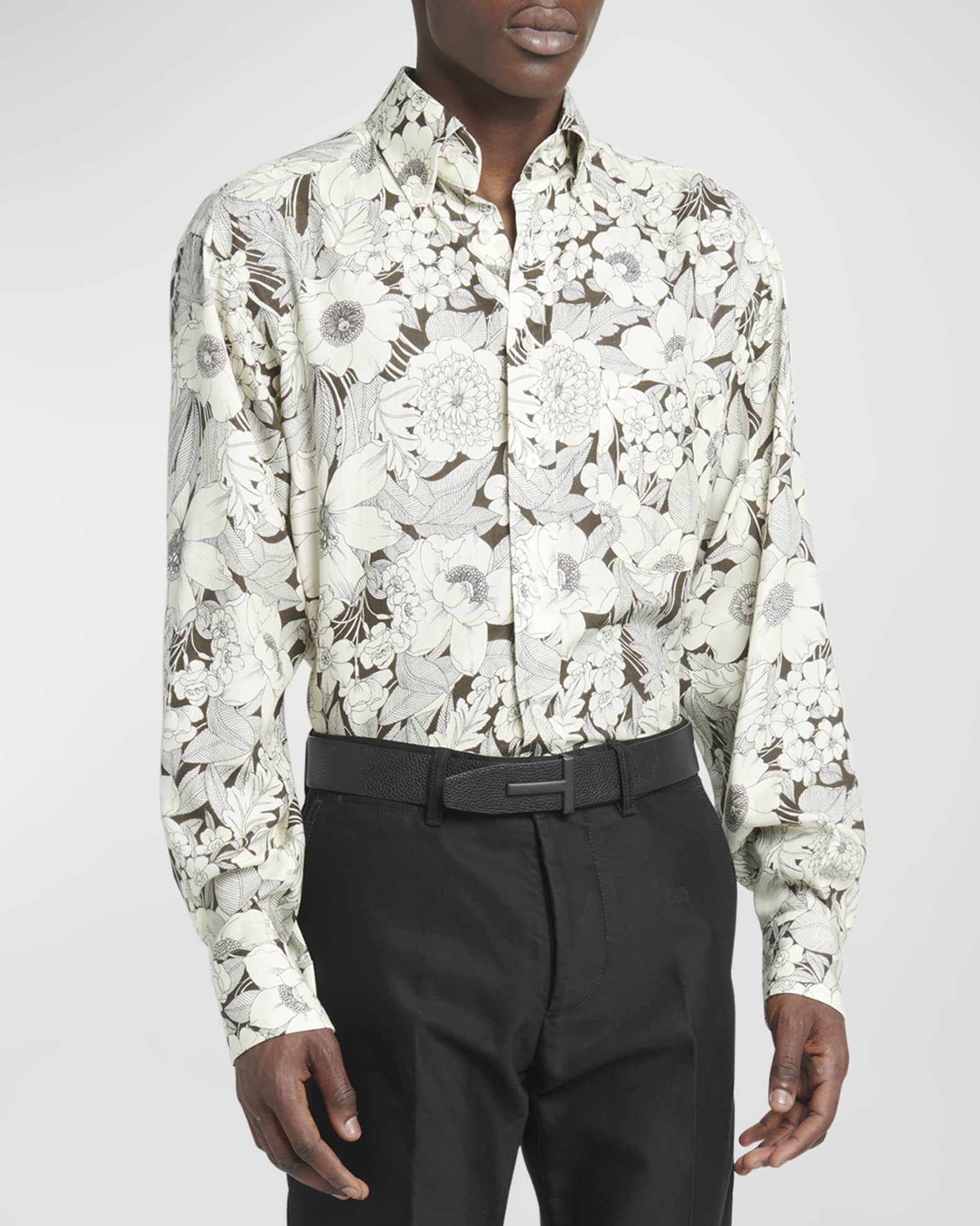 TIM FLORAL FIELD CORAL MENS PRINTED SHIRT