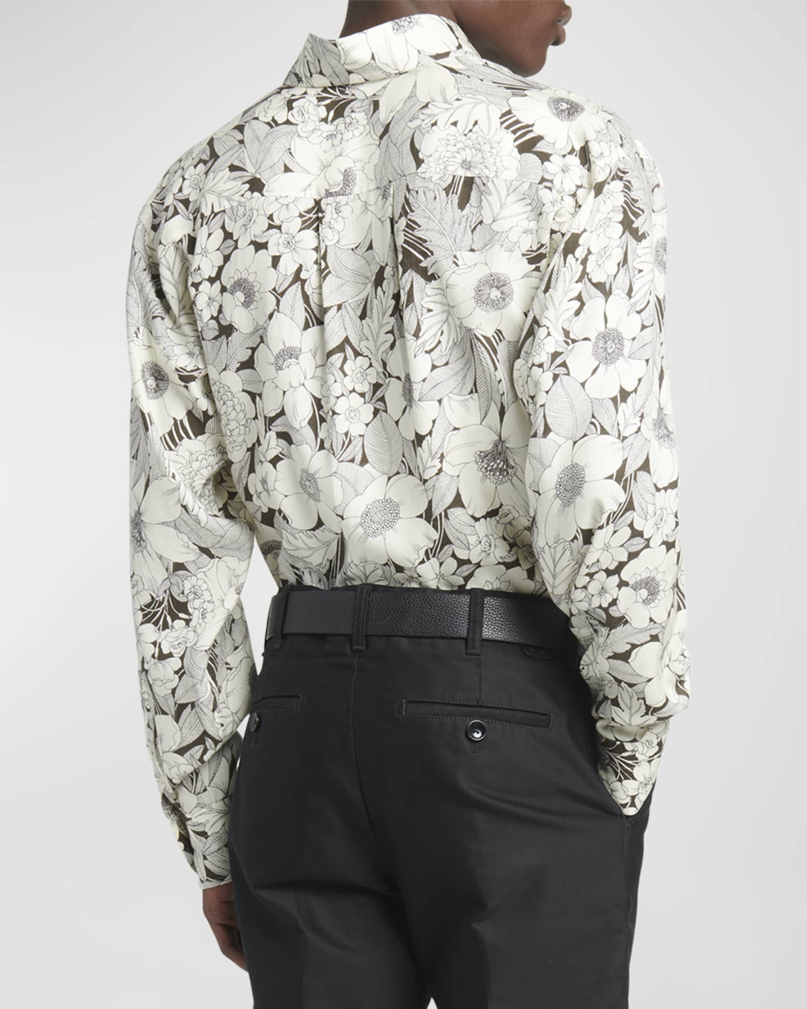 TODD FLORAL FIELD BLACK MENS KNIT SHIRT