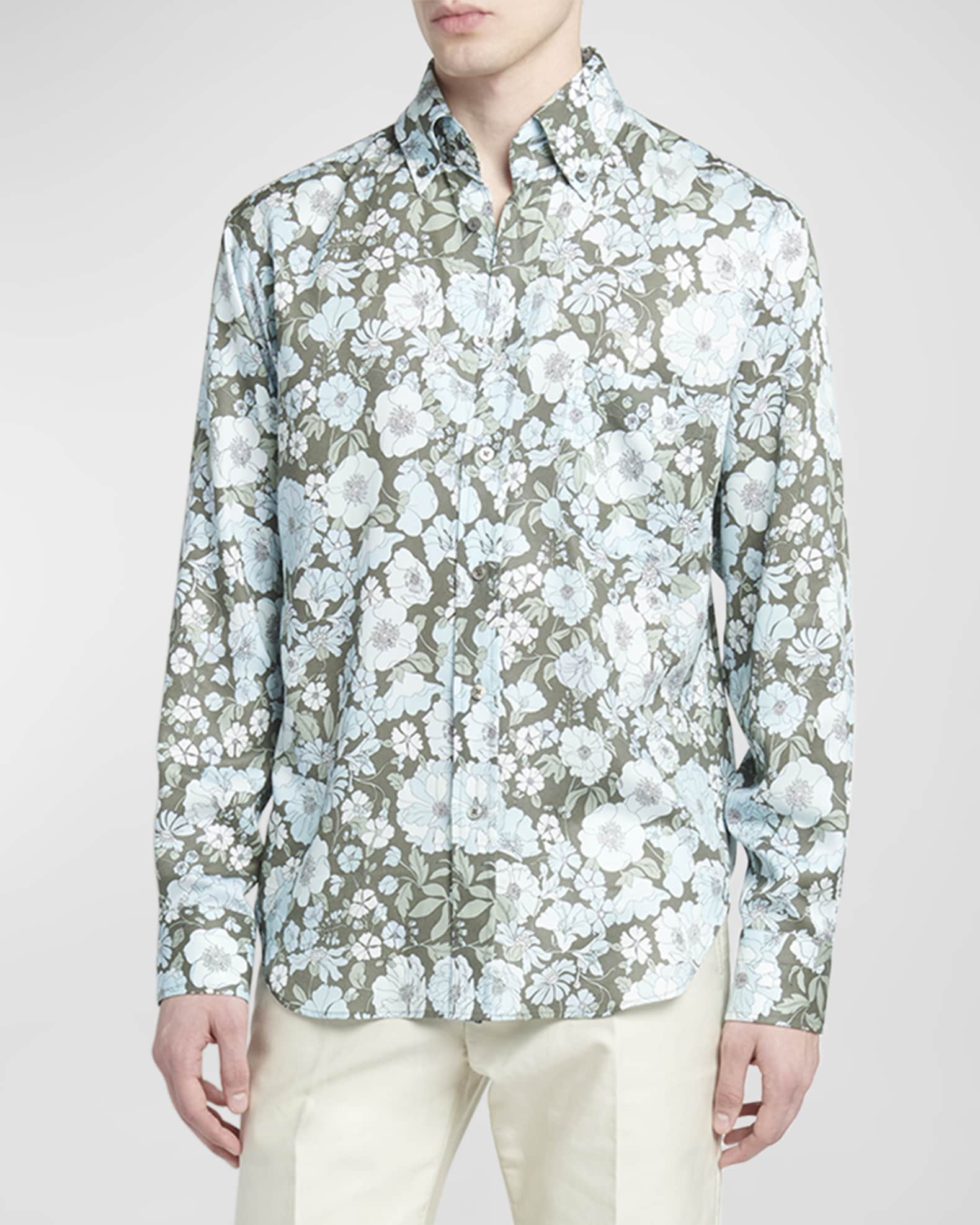  Printed Shirt for Men Men's Floral Printed Button Down