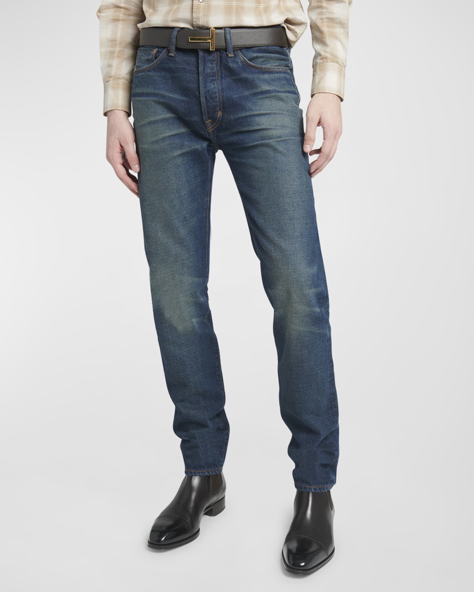 TOM FORD Men's Selvedge Denim Slim-Leg Jeans | Neiman Marcus