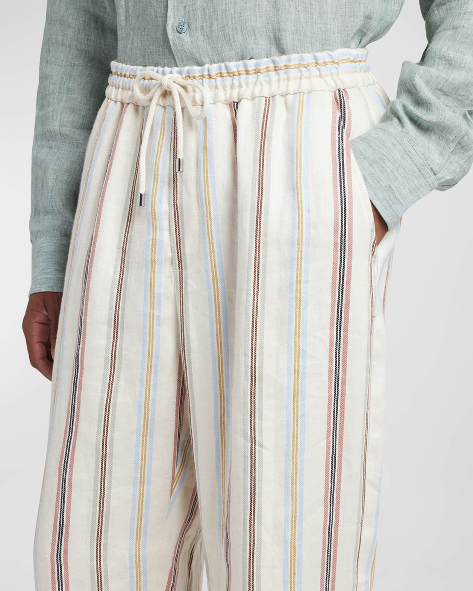 Etro Men's Striped Linen Pants Neiman Marcus