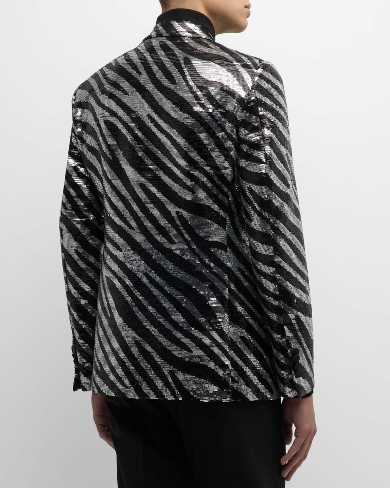 Zebra print jacket mens top