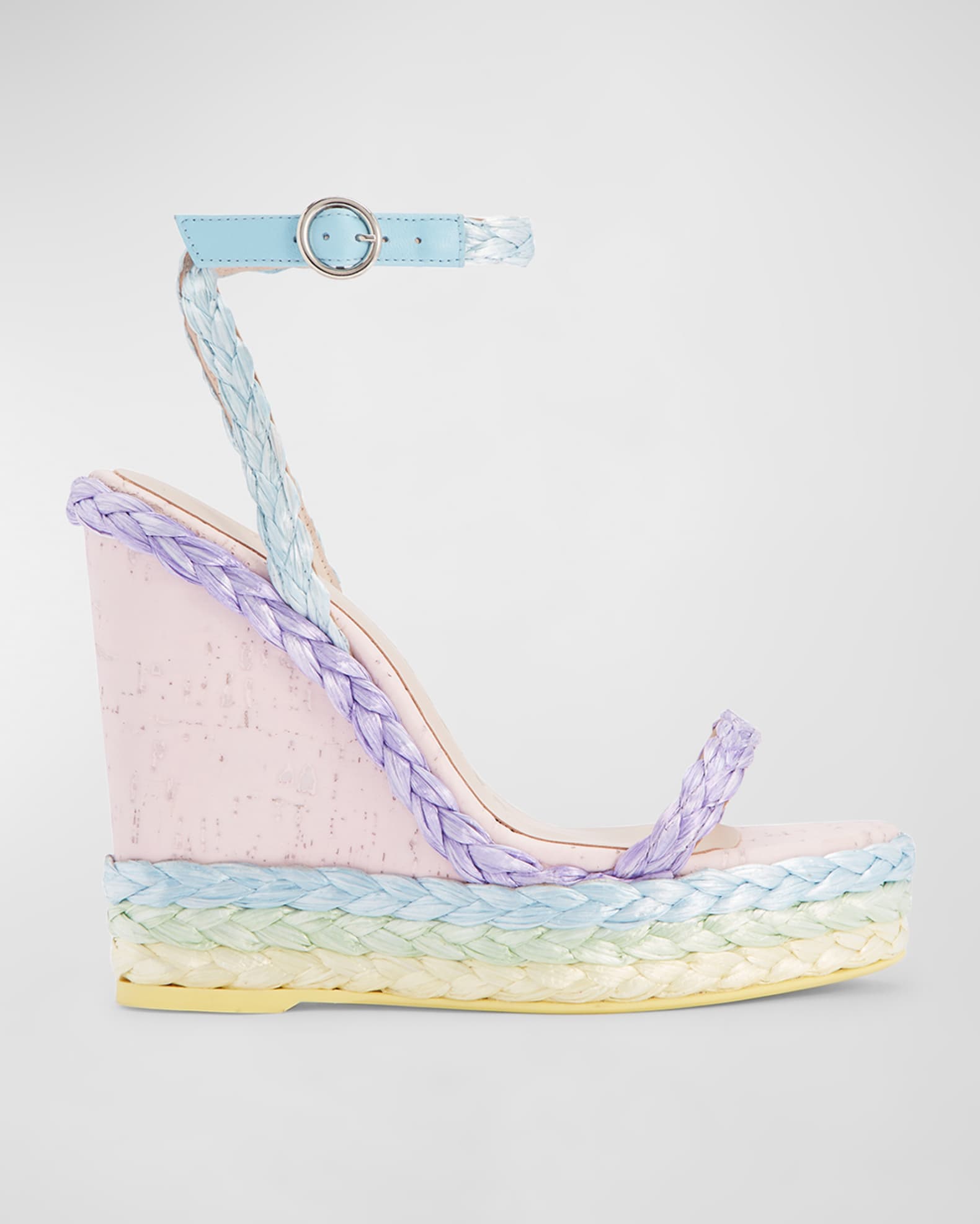 Sophia Webster Mirada Pastel Wedge Raffia Espadrilles