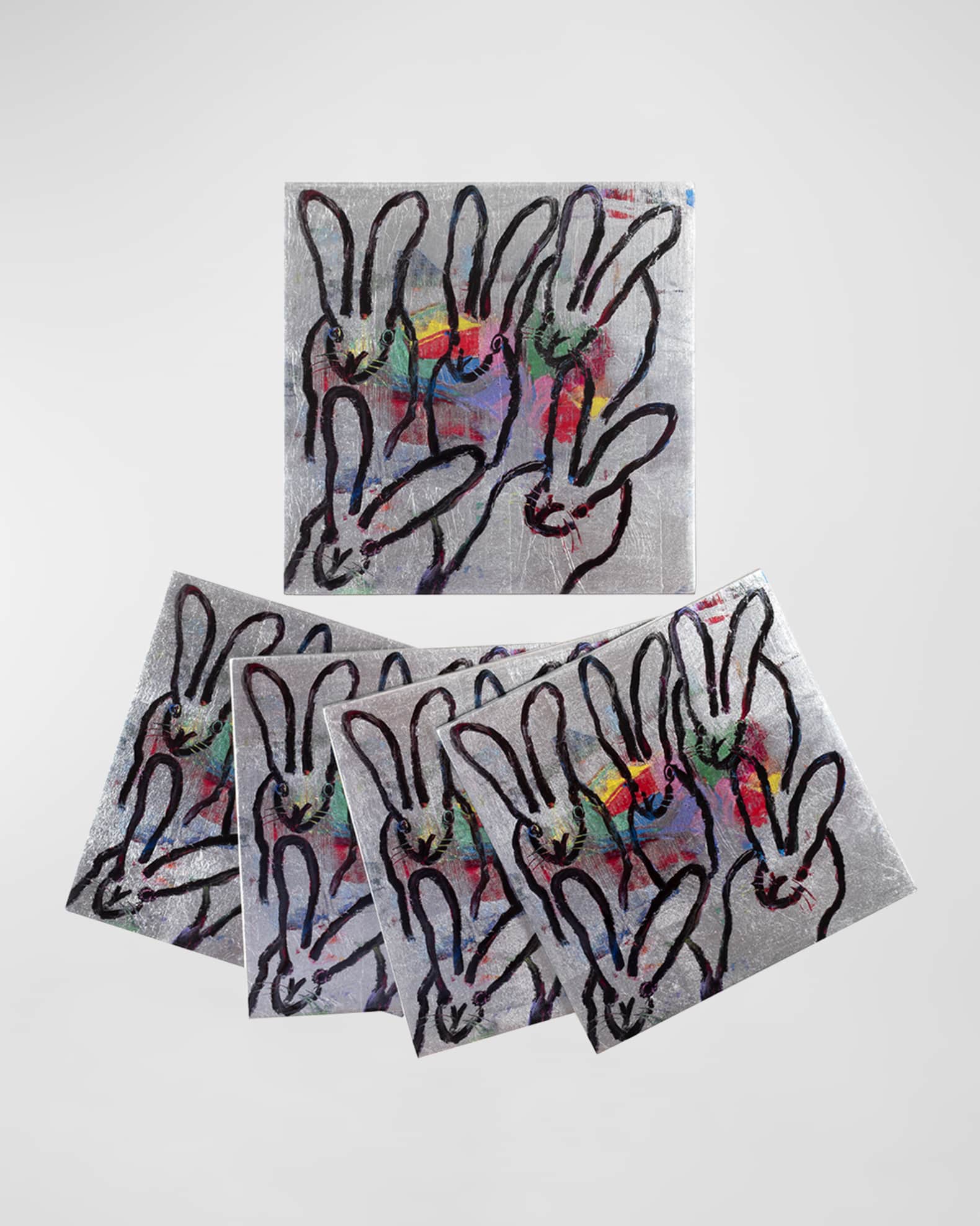 Color Burst Bunnies Coasters, Set of 4 0
