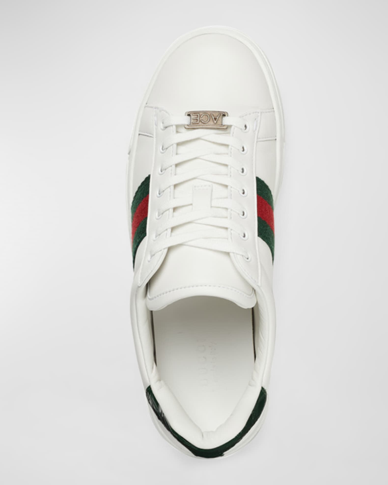 Gucci Ace Leather Web Low-Top Sneakers | Neiman Marcus