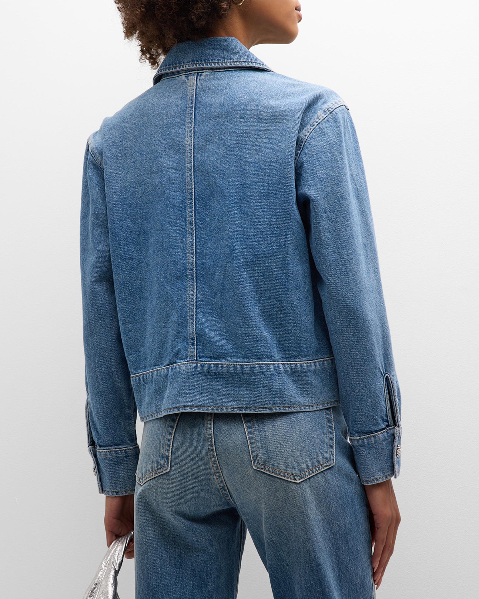 Rails Bianca Embellished-Button Denim Jacket | Neiman Marcus
