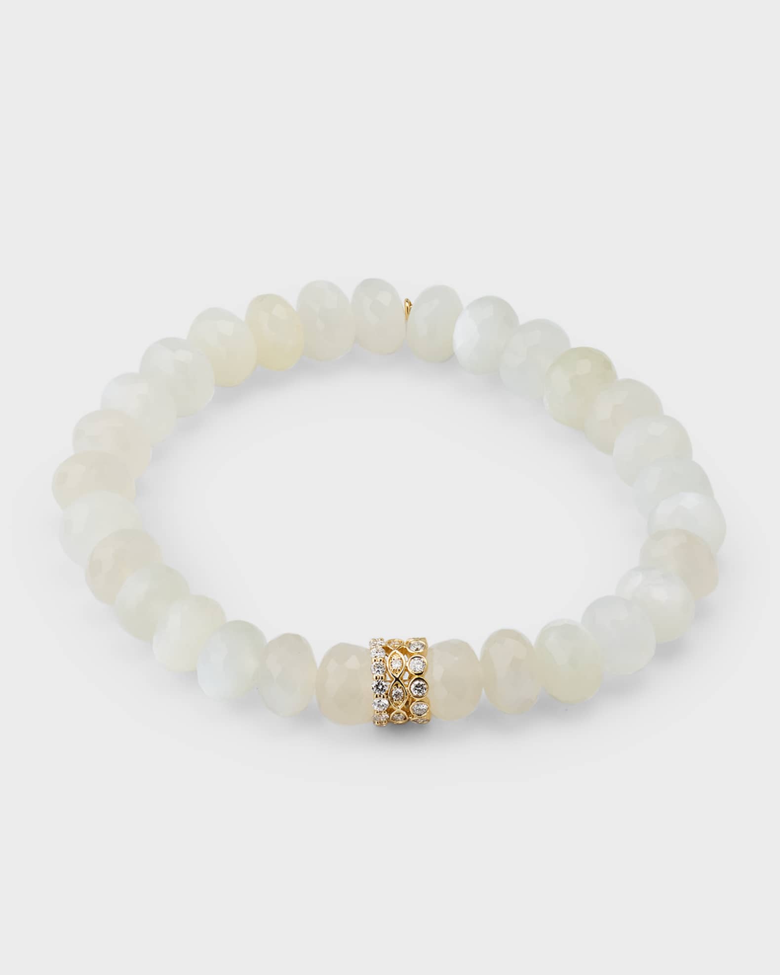 14K Diamond Trio Chain on Moonstone Beaded Bracelet 0