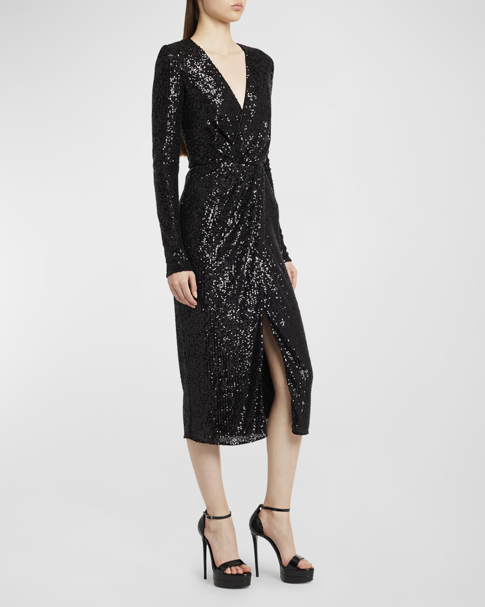 Dolce&Gabbana Micro Sequined Tulle Midi Dress | Neiman Marcus