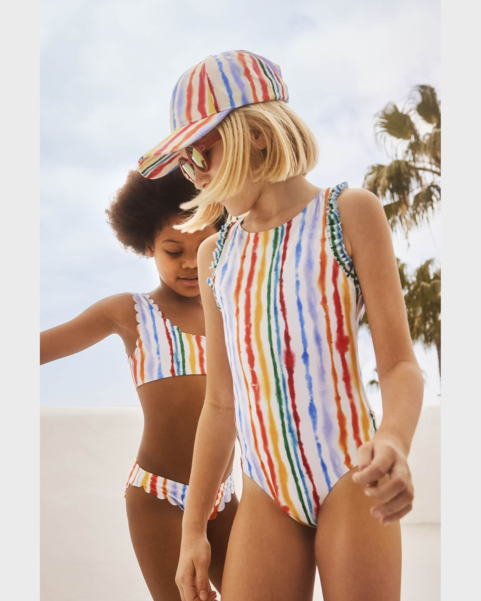 Multicolor striped one piece swimsuit hotsell