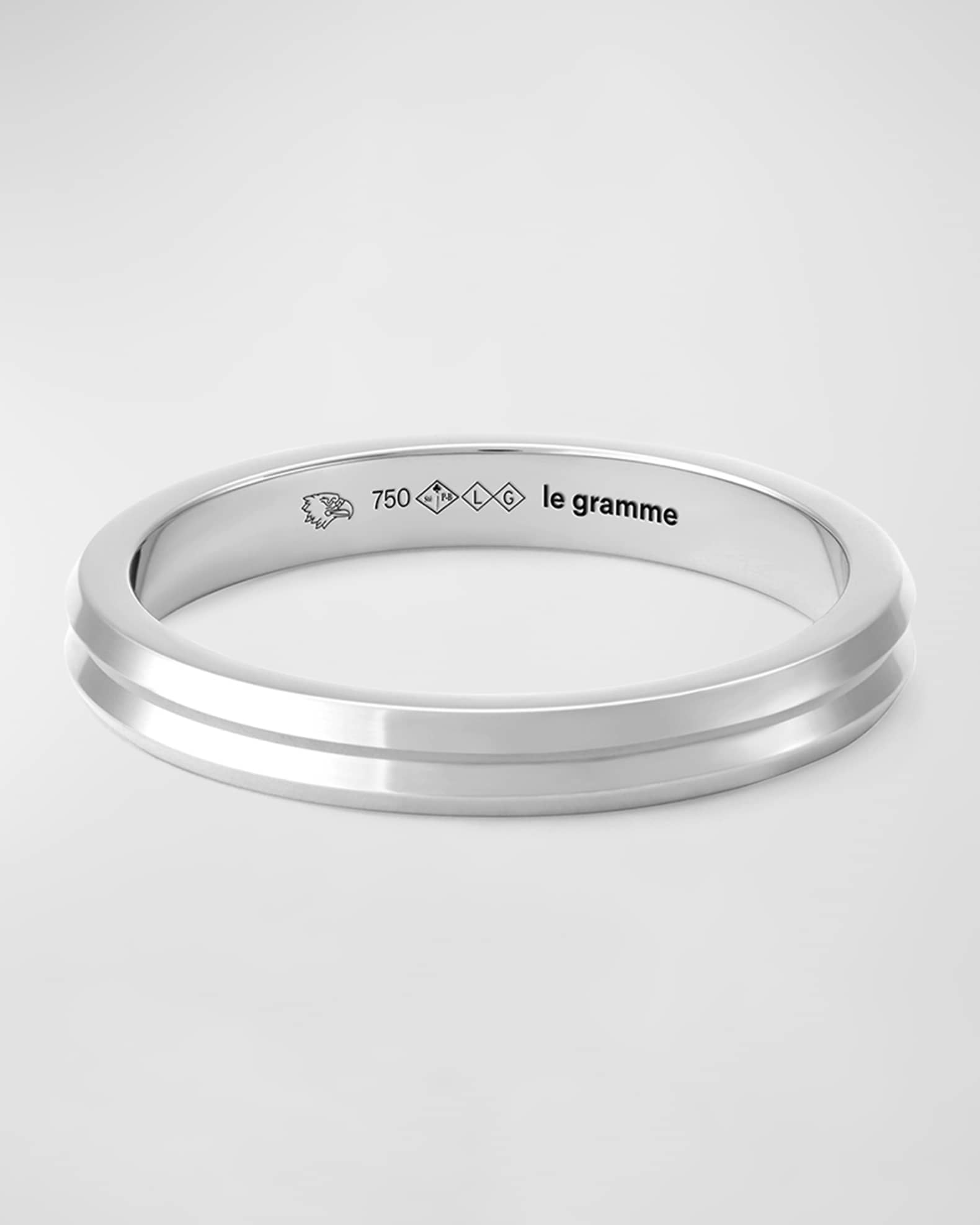 Men s 18K White Gold Horizontal Guilloche Band Ring