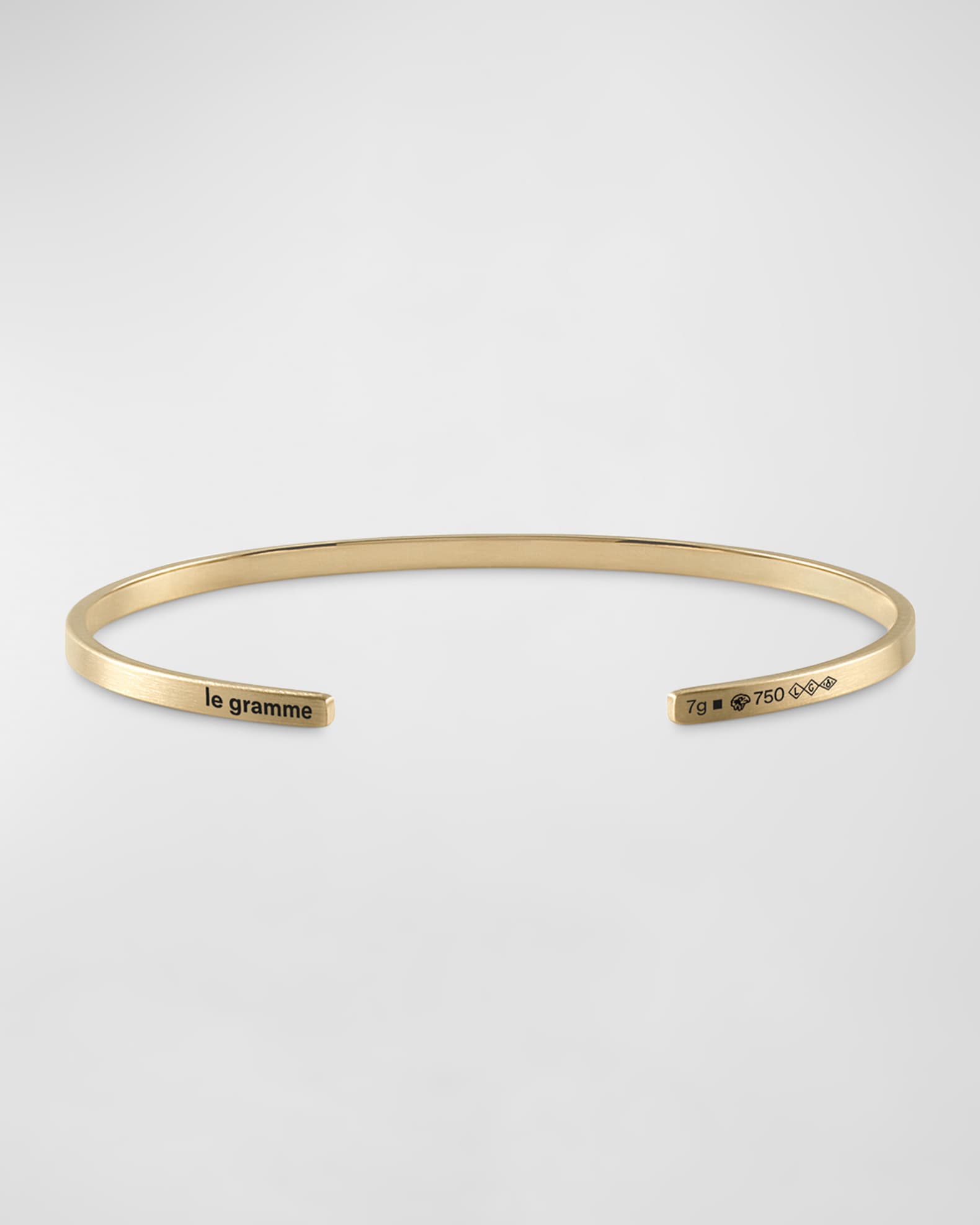 Le Gramme Men s Brushed 18K Yellow Gold Ribbon Cuff Bracelet Men s L Men s Jewelry Men s Bracelets