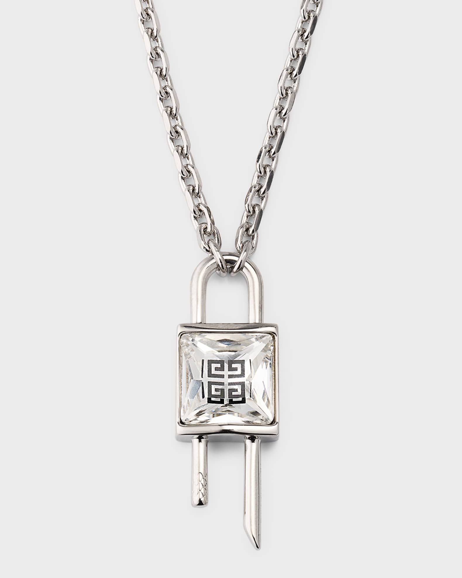 Silver necklace with lock outlet