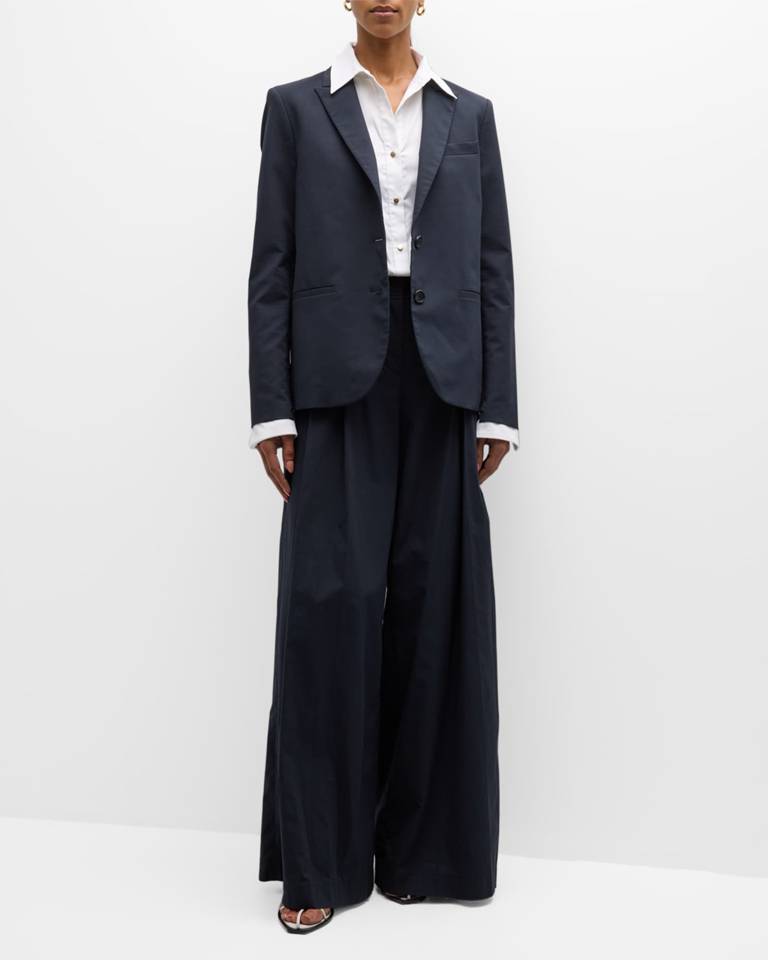 TWP Stretch Cotton Boyfriend Blazer with Zip Sleeves Neiman Marcus