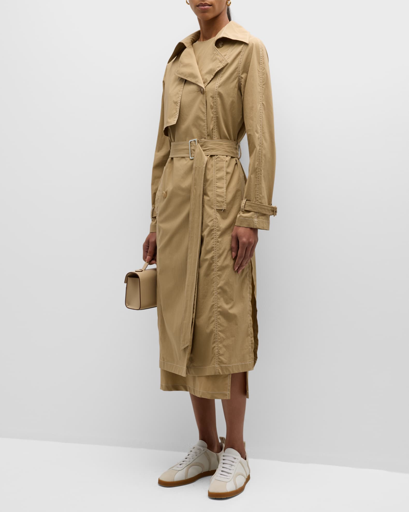 Burberry belted twill trench coat - Red