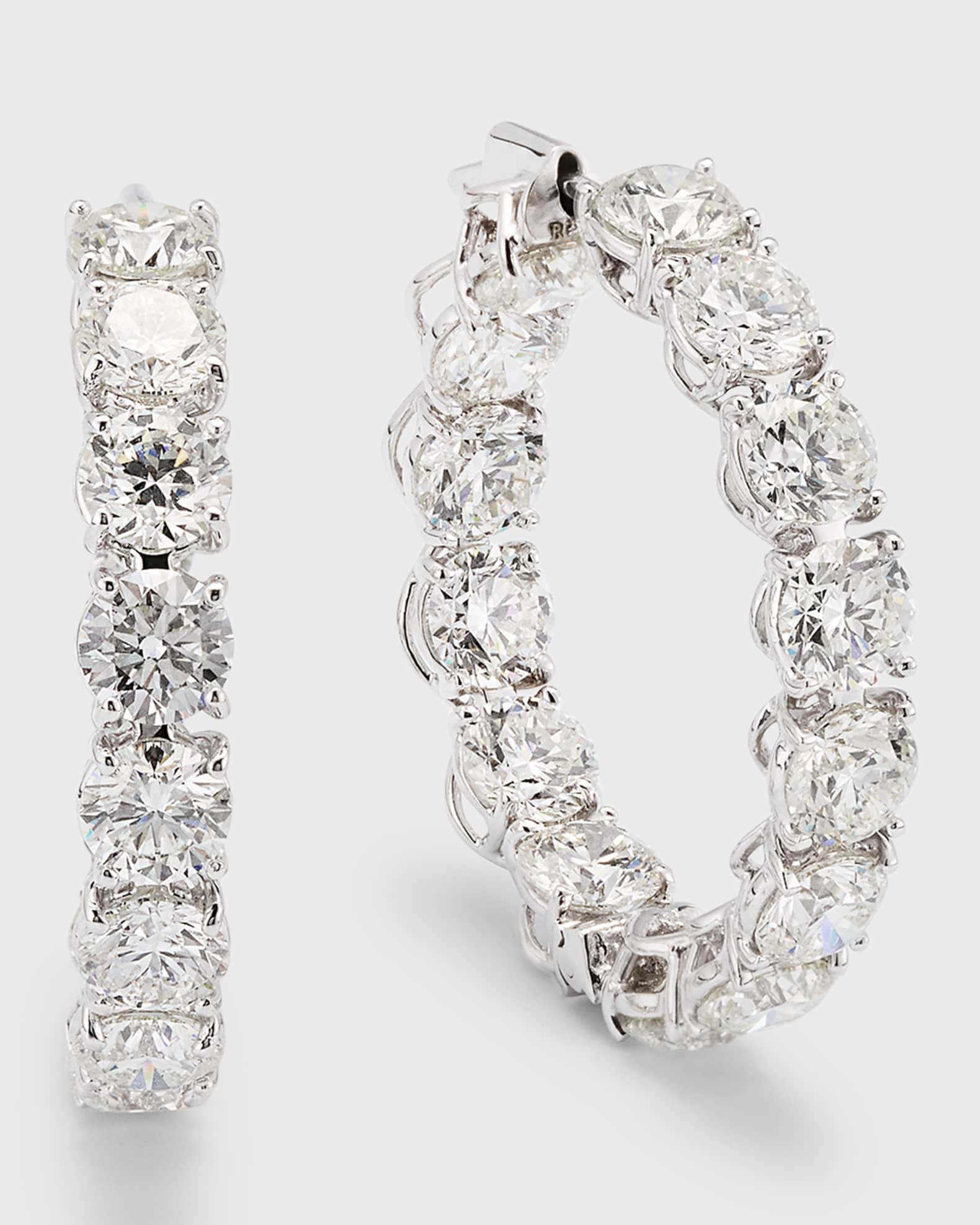 Roberto Coin 18K White Gold Diamond Hoop Earrings, 30mm