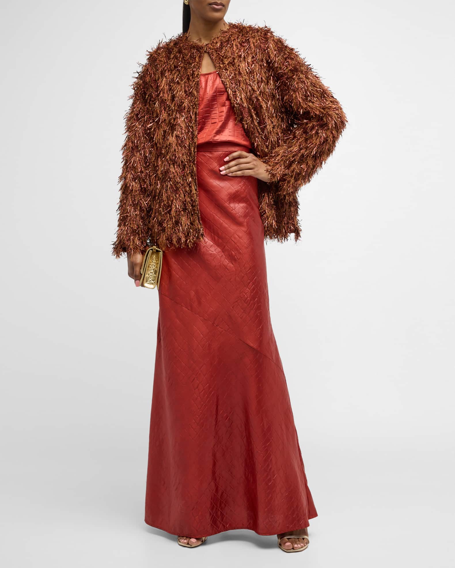 Fringe fur coat outlet