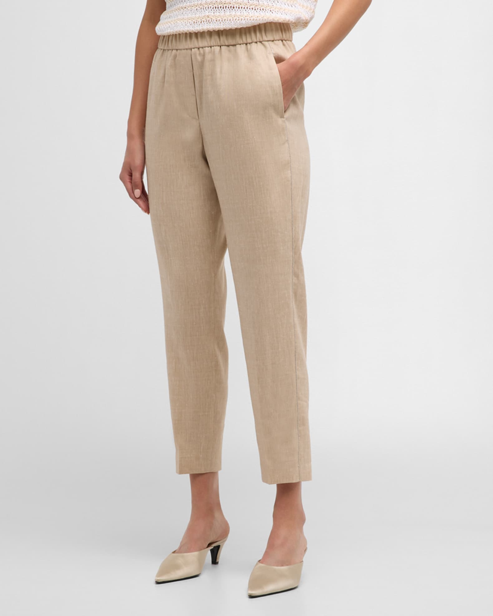 Peserico tapered cropped trousers - White